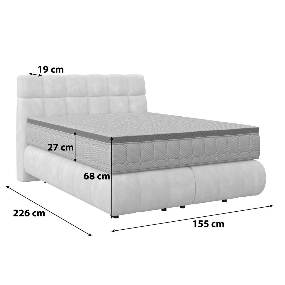Pat Boxspring Nobu - gri deschis, Trend, lemn/textil (140/200cm) - Premium Living