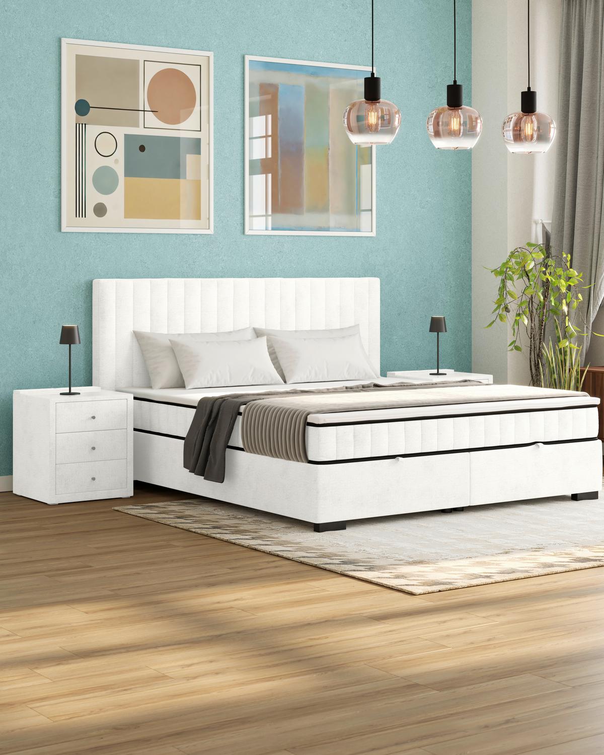 Box Krevet Maya C - crna/krem, Moderno, drvni materijal/drvo (200/220cm) - Based