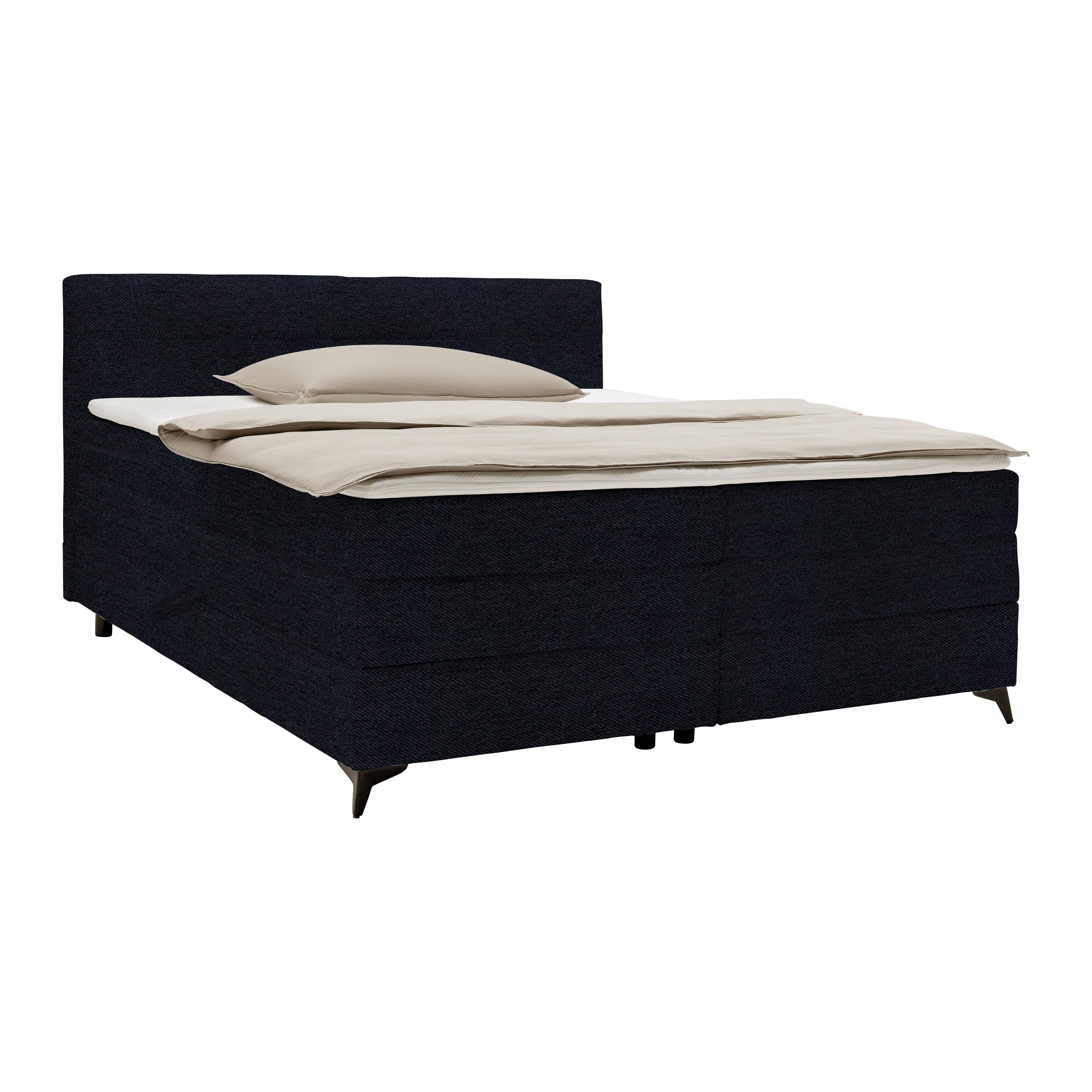 Boxspringbett Bari in Schwarz ca. 180x200cm - Schwarz, KONVENTIONELL, Textil/Metall (180/200cm) - Mömax