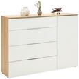 Kommode in Weiß - Chromfarben/Eichefarben, MODERN, Glas/Holzwerkstoff (135,3/99,8/40cm) - Premium Living Kommode in Weiß - Chromfarben/Eichefarben, MODERN, Glas/Holzwerkstoff (135,3/99,8/40cm) - Premium Living