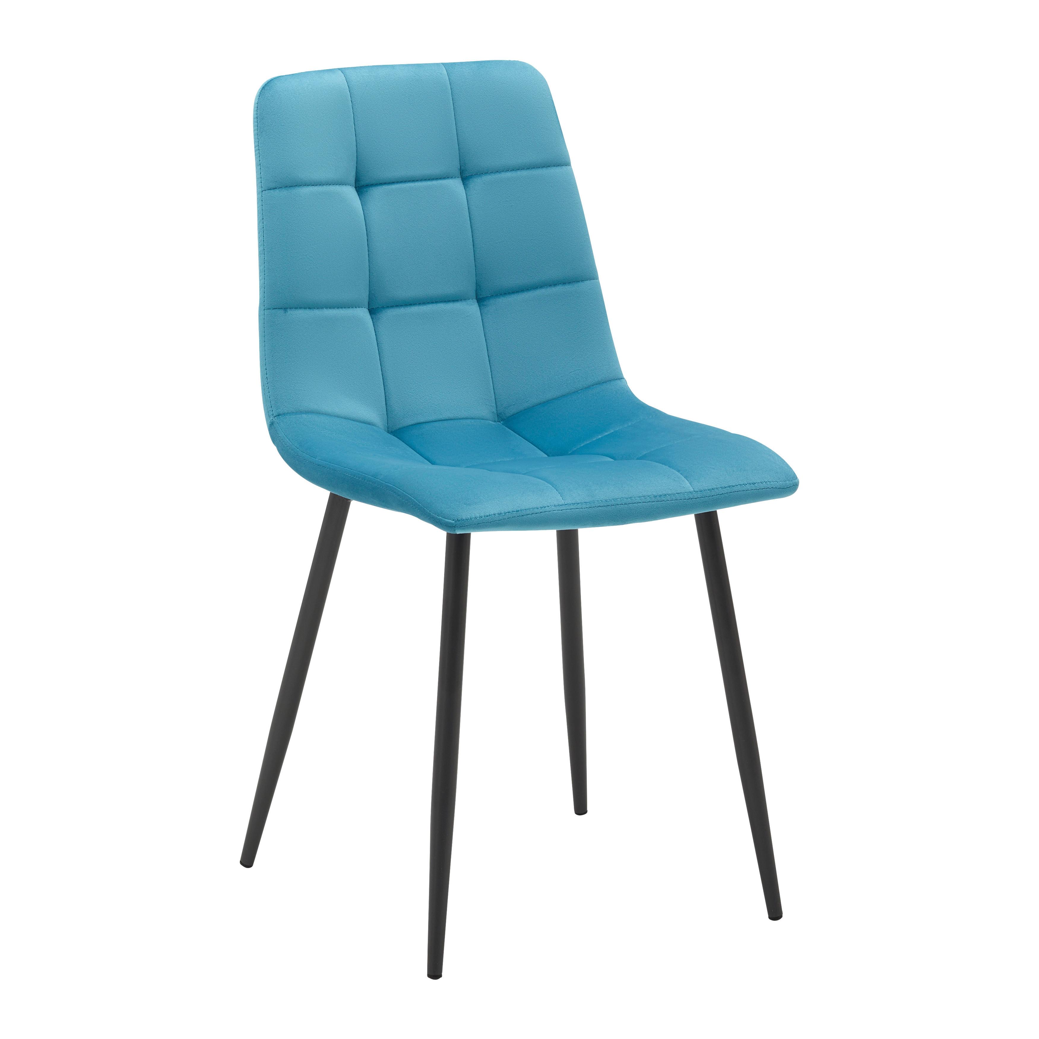 Stuhl Ria Petrol Samt Gepolstert - Petrol/Schwarz, MODERN, Holz/Textil (43,5/87/54cm) - Bessagi Home