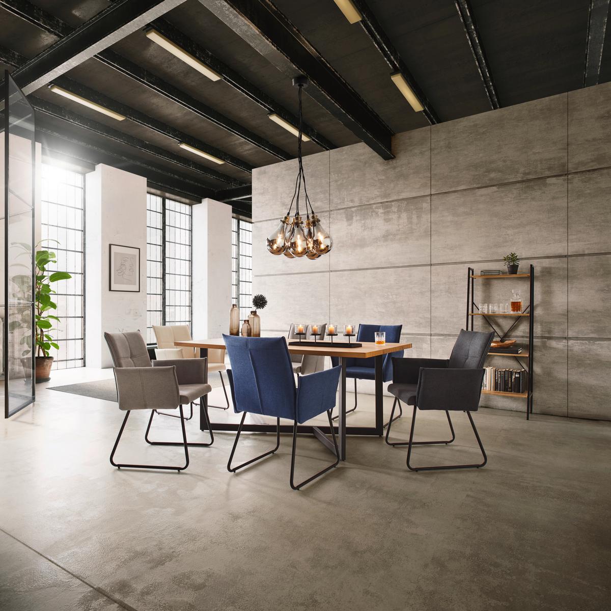 KRZESŁO Z PODŁOKIETNIKAMI MANILA - czarny/szary, Modern, metal/drewno (60/90/61cm) - Bessagi Home