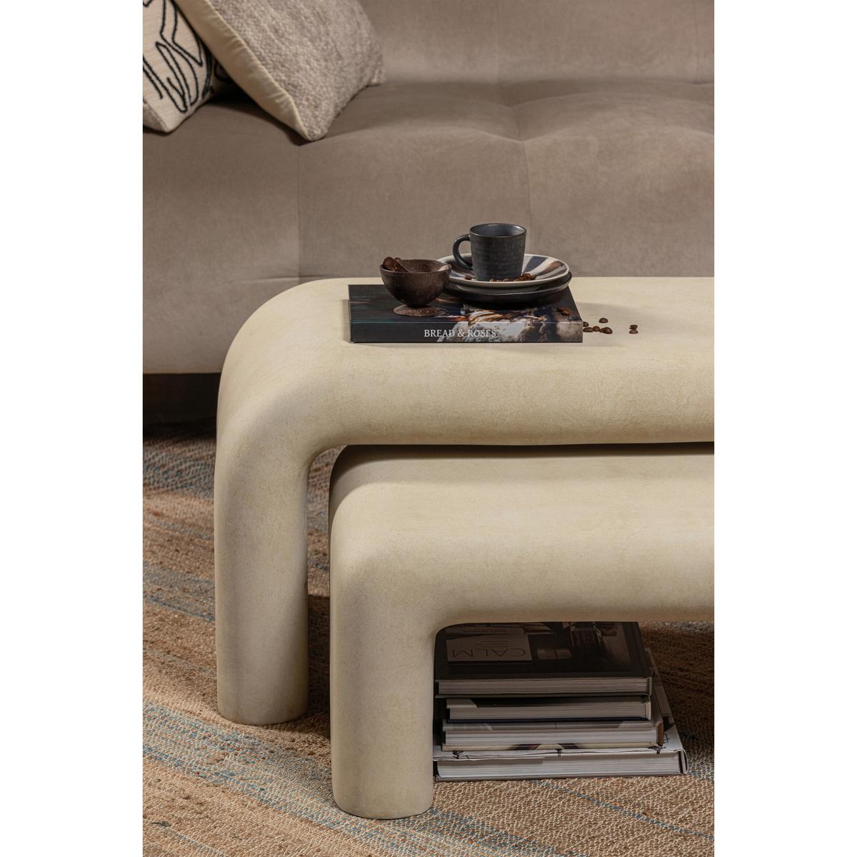 Couchtischset Stani 2er-Set Naturfarben - Naturfarben, Design, Keramik (92/40/42cm) - Livetastic