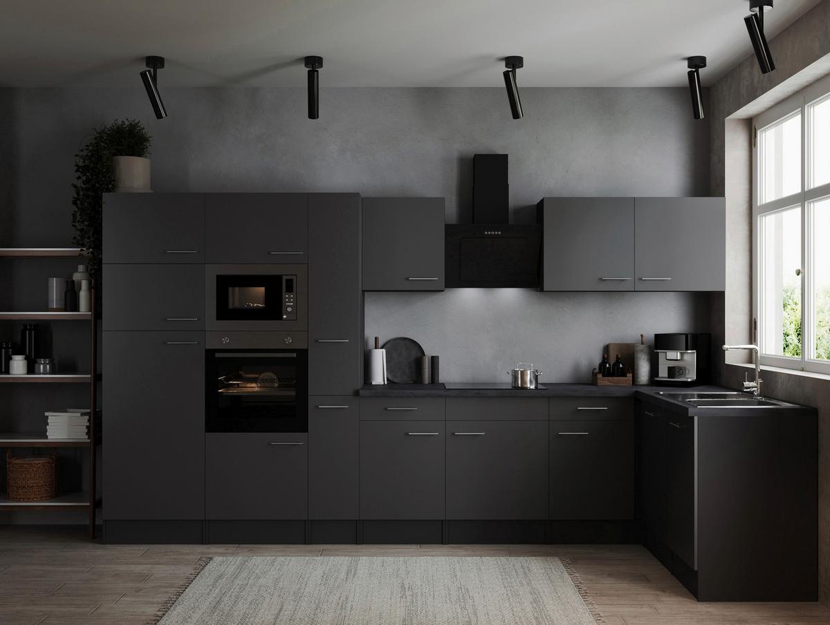 Kotna Kuhinja Z Aparati Oliver, 370x172cm - srebrne barve/siva, Design, kovina/leseni material (370/172cm) - Respekta