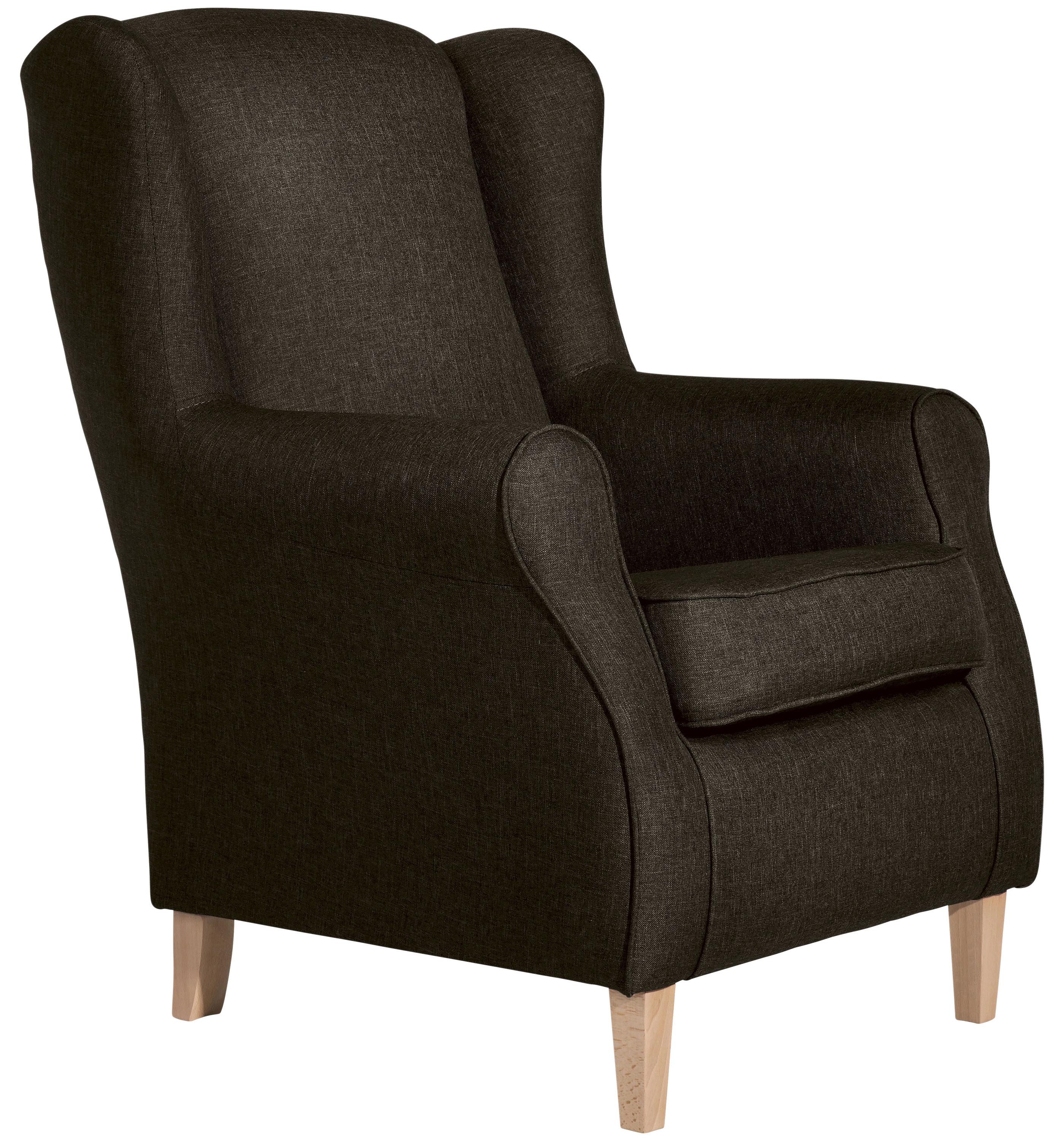 Ohrensessel Lorris Braun Flachgewebe - Buchefarben/Braun, Design, Holz/Textil (77/103/86cm) - Max Winzer