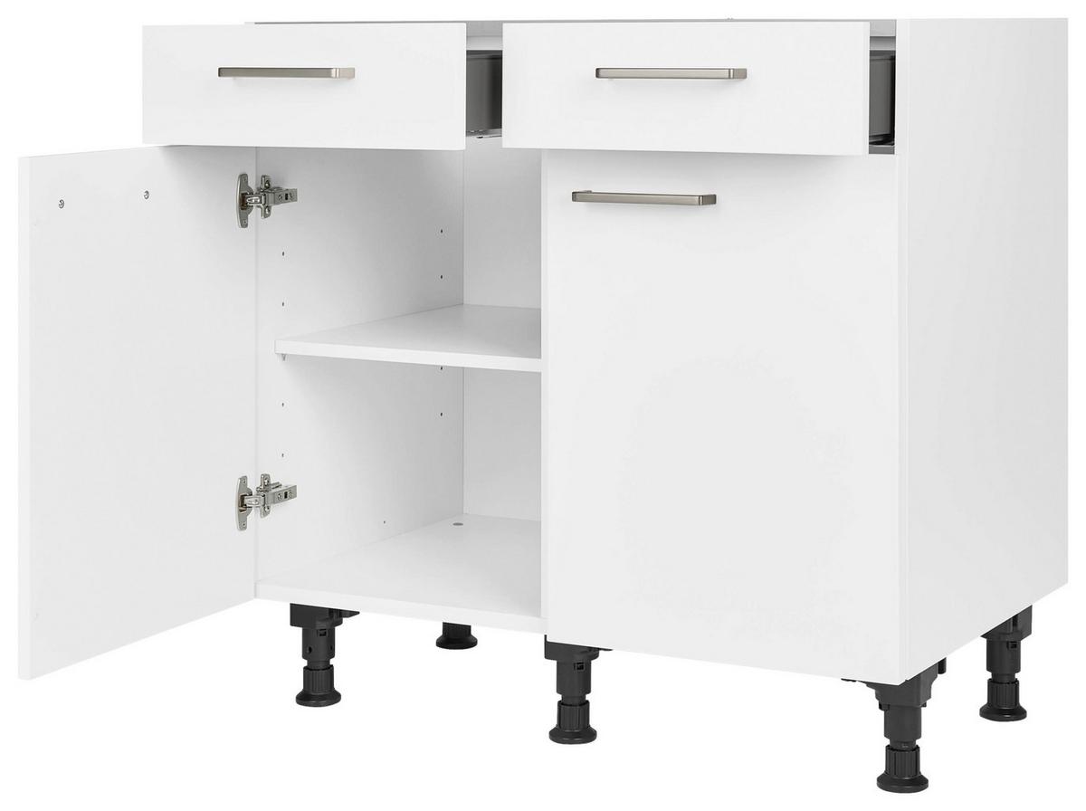 Schubkastenunterschrank Touch Weiß - Edelstahlfarben/Weiß, MODERN, Holzwerkstoff/Metall (90/87/56cm) - Nobilia
