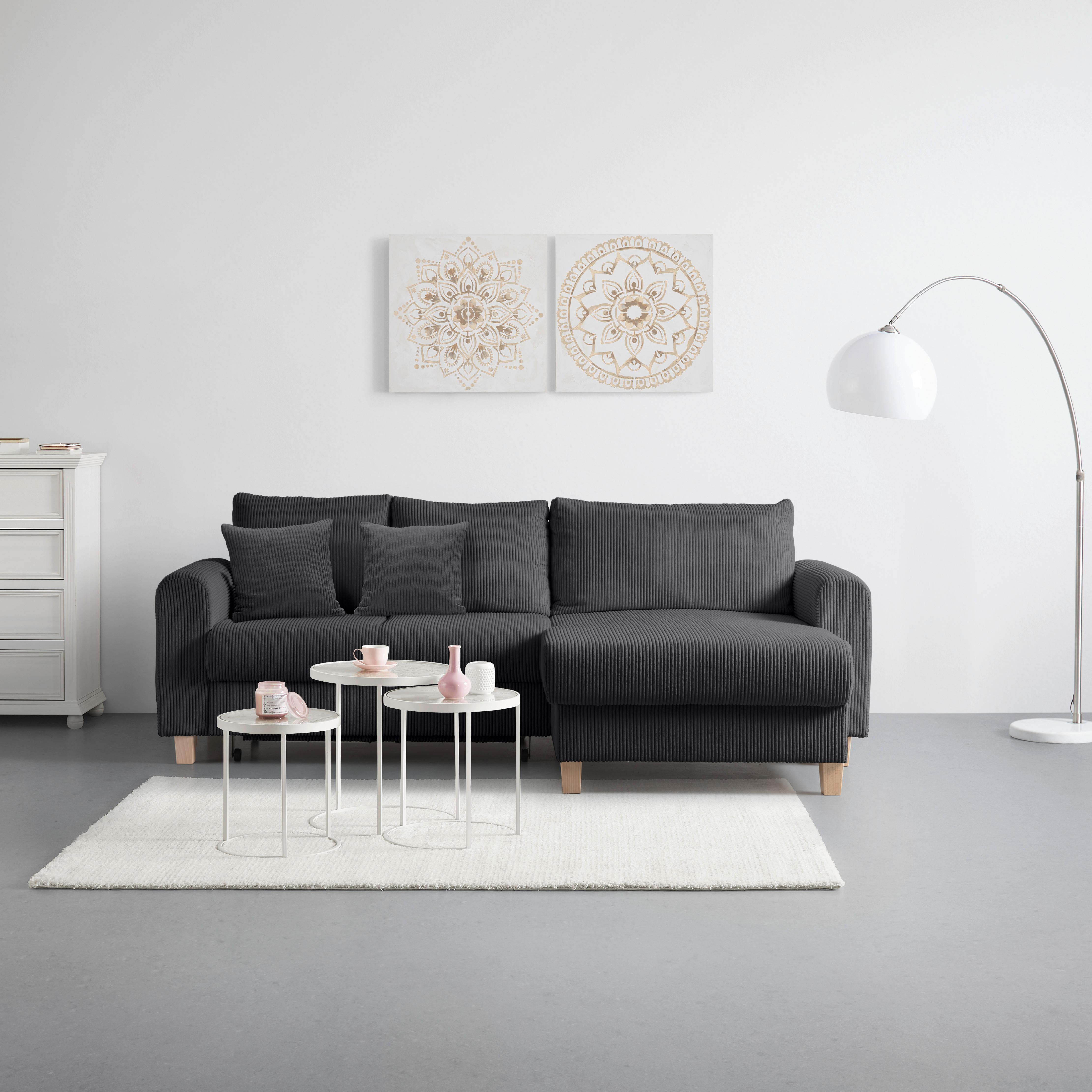 Ugaona Garnitura Lille - tamnosiva/svetlobraon, Moderno, tekstil/drvo (232/110/156cm) - Mömax