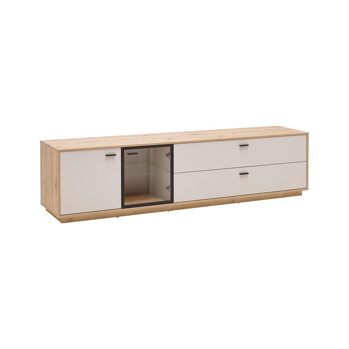 TV-Element Cremona Kaschmir/Eiche Artisan - Kaschmir/Schwarz, MODERN, Glas/Holzwerkstoff (210/55/45cm) - Premium Living