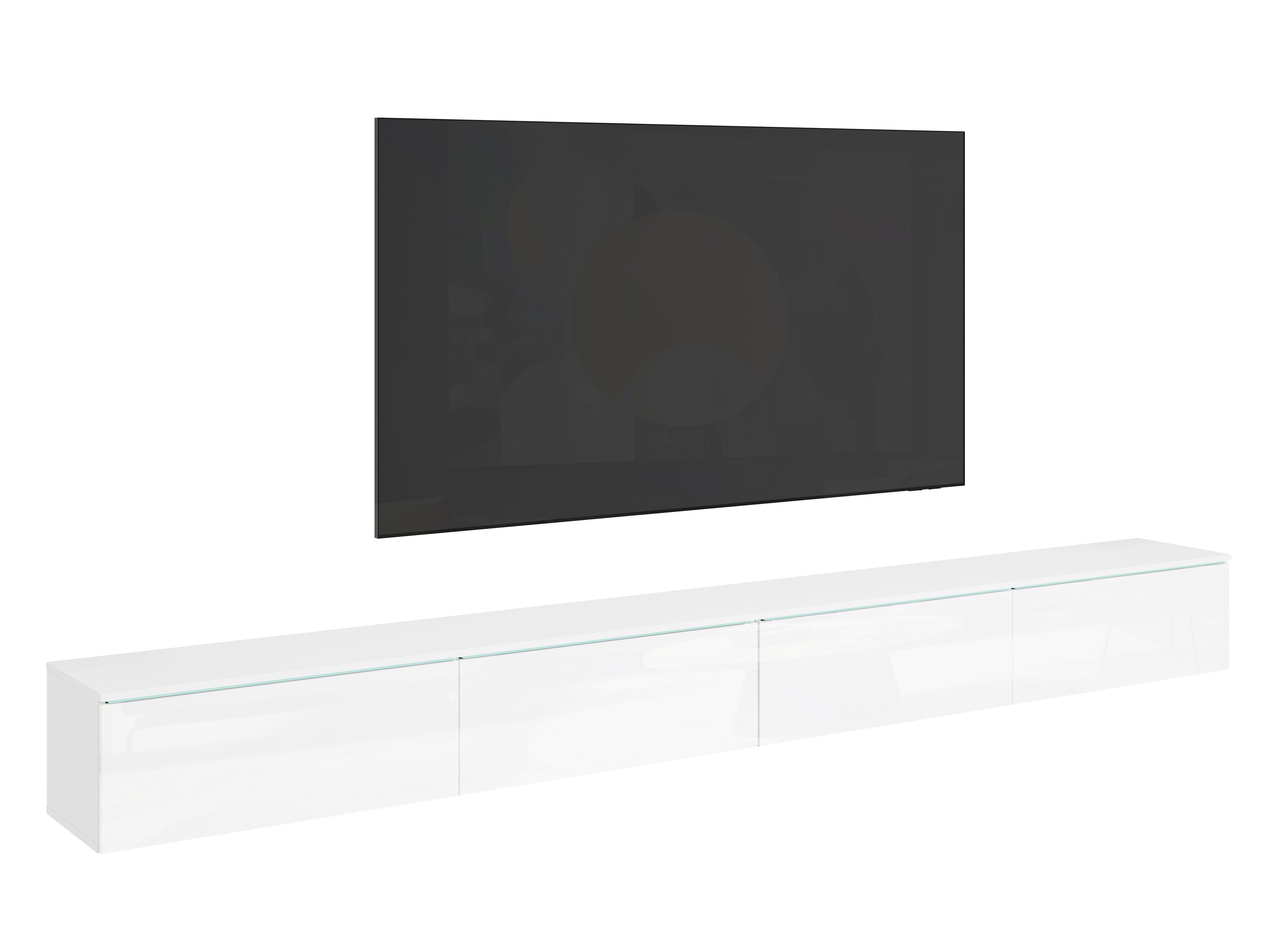 Nizka Omarica D 300, Bela Visok Sijaj, Osvetlitev - siva/bela, Basics, umetna masa/leseni material (300/32/33cm) - P & B