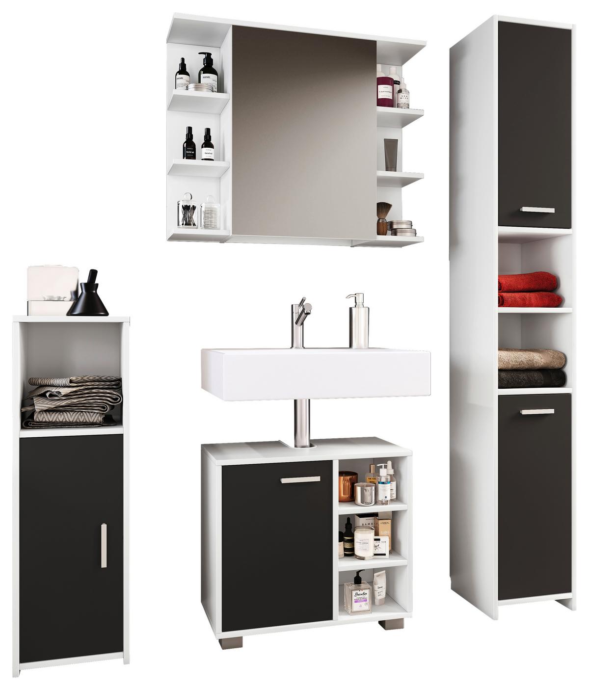 Kopalnica Zalo, Bela, Črna - črna/bela, Moderno, leseni material (120cm) - MID.YOU