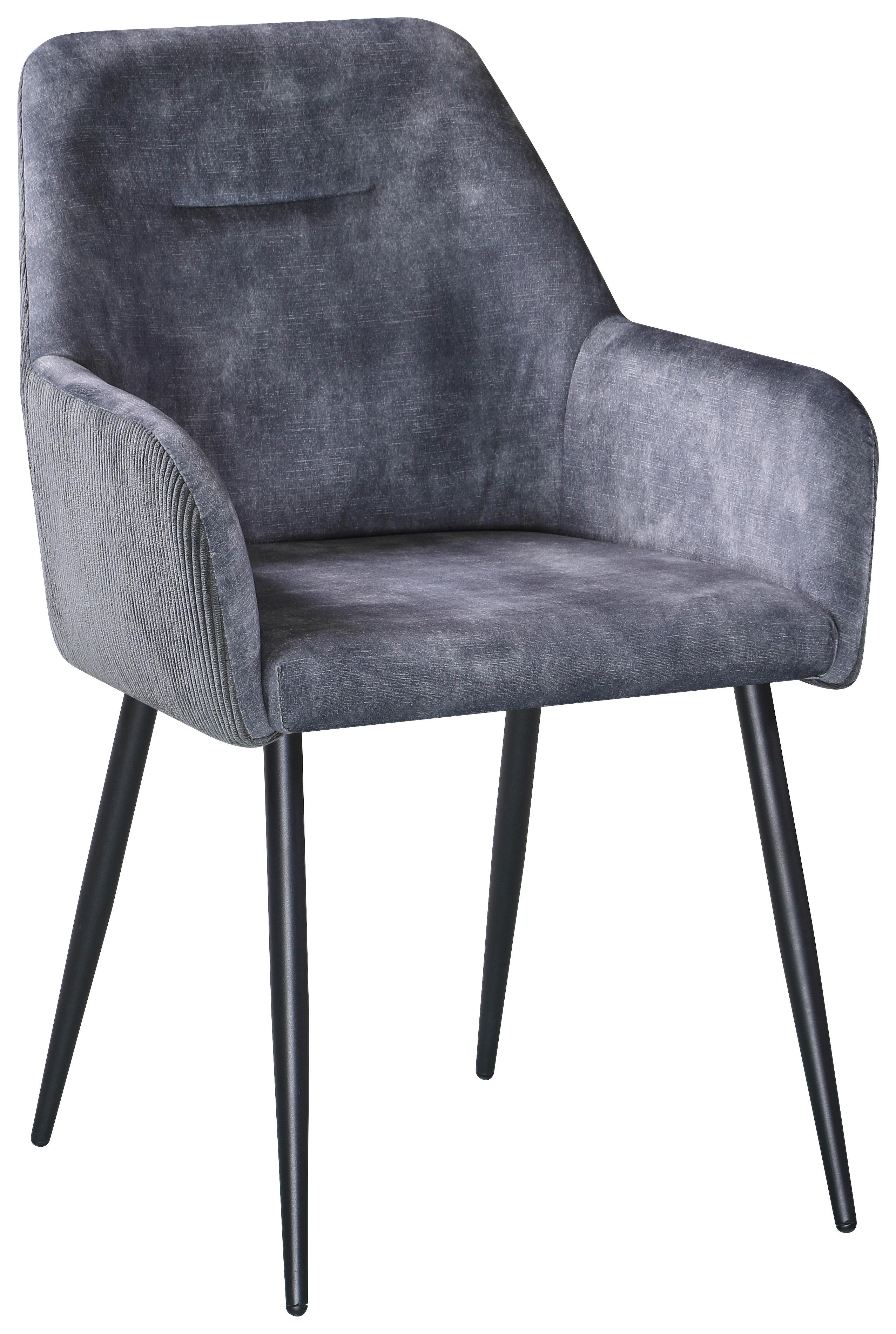 KRZESŁO Z PODŁOKIETNIKAMI MAJA -BASED- - jasnoszary/czarny, Modern, metal/tkanina (56,5/87/60cm) - Based