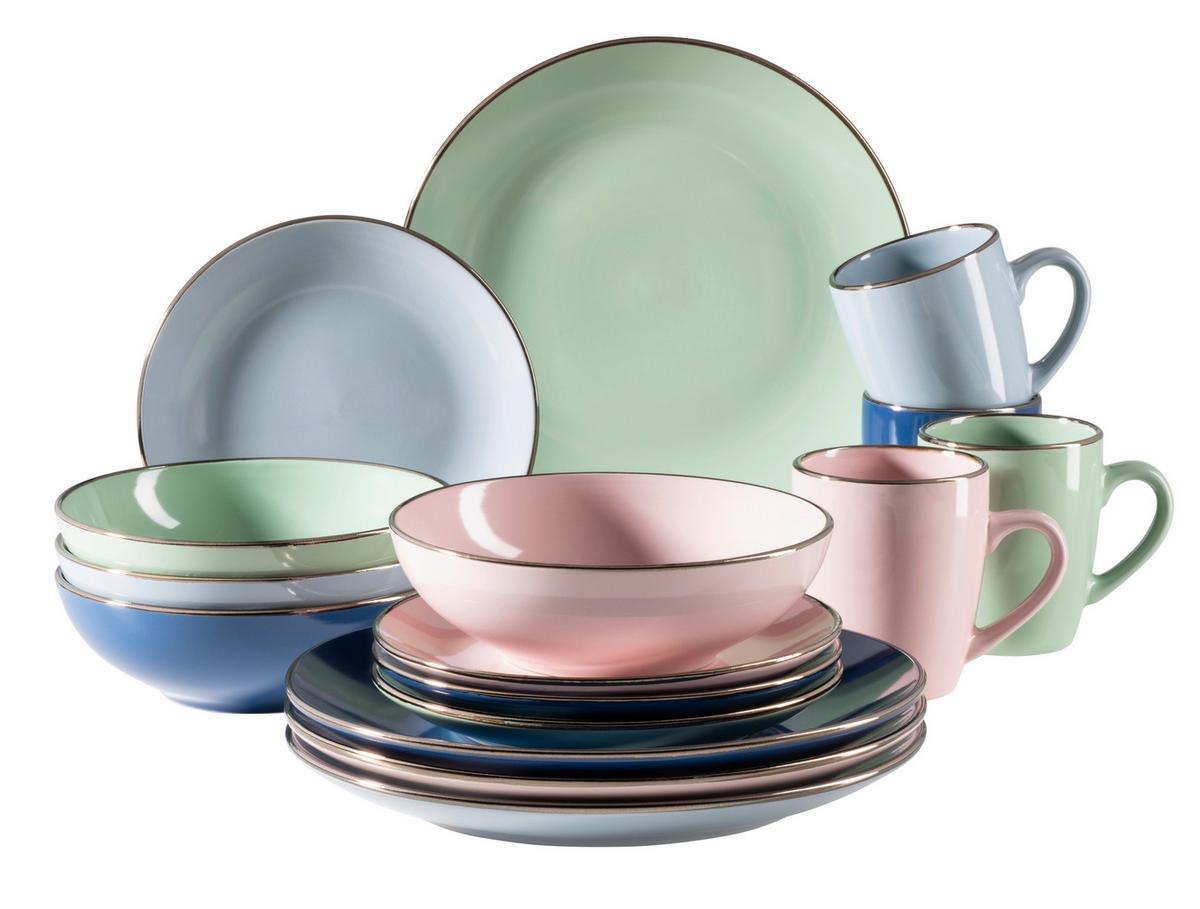 KOMBISERVICE 931870 4 FARBIG POSTSICHER - Rosa/Dunkelblau, Basics, Keramik (33/31,7/32,5cm) - Mäser