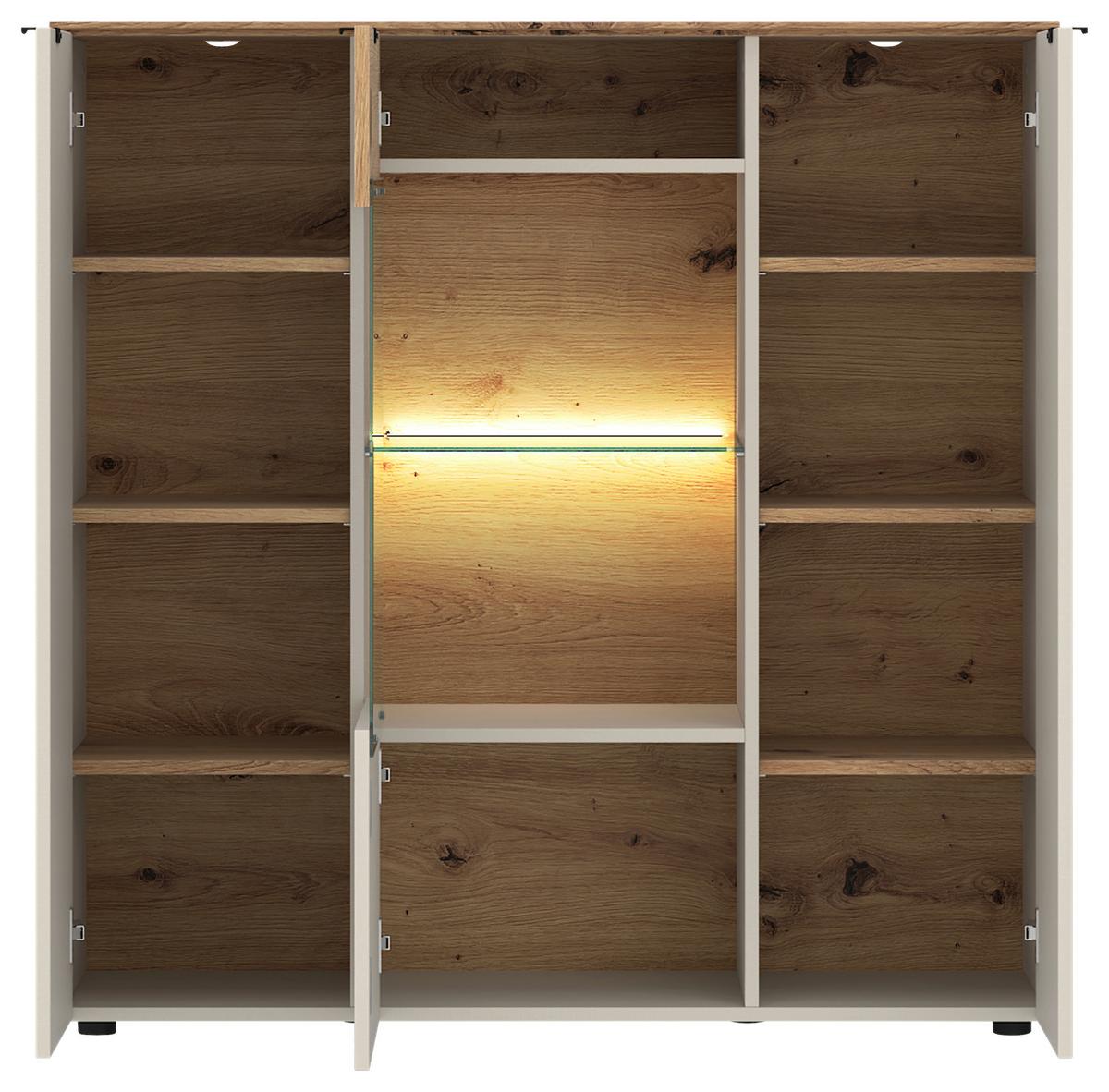 Vitrina Viona - kašmir/hrast Artisan, Basics, staklo/drvni materijal (115/116/40cm) - Modern Living
