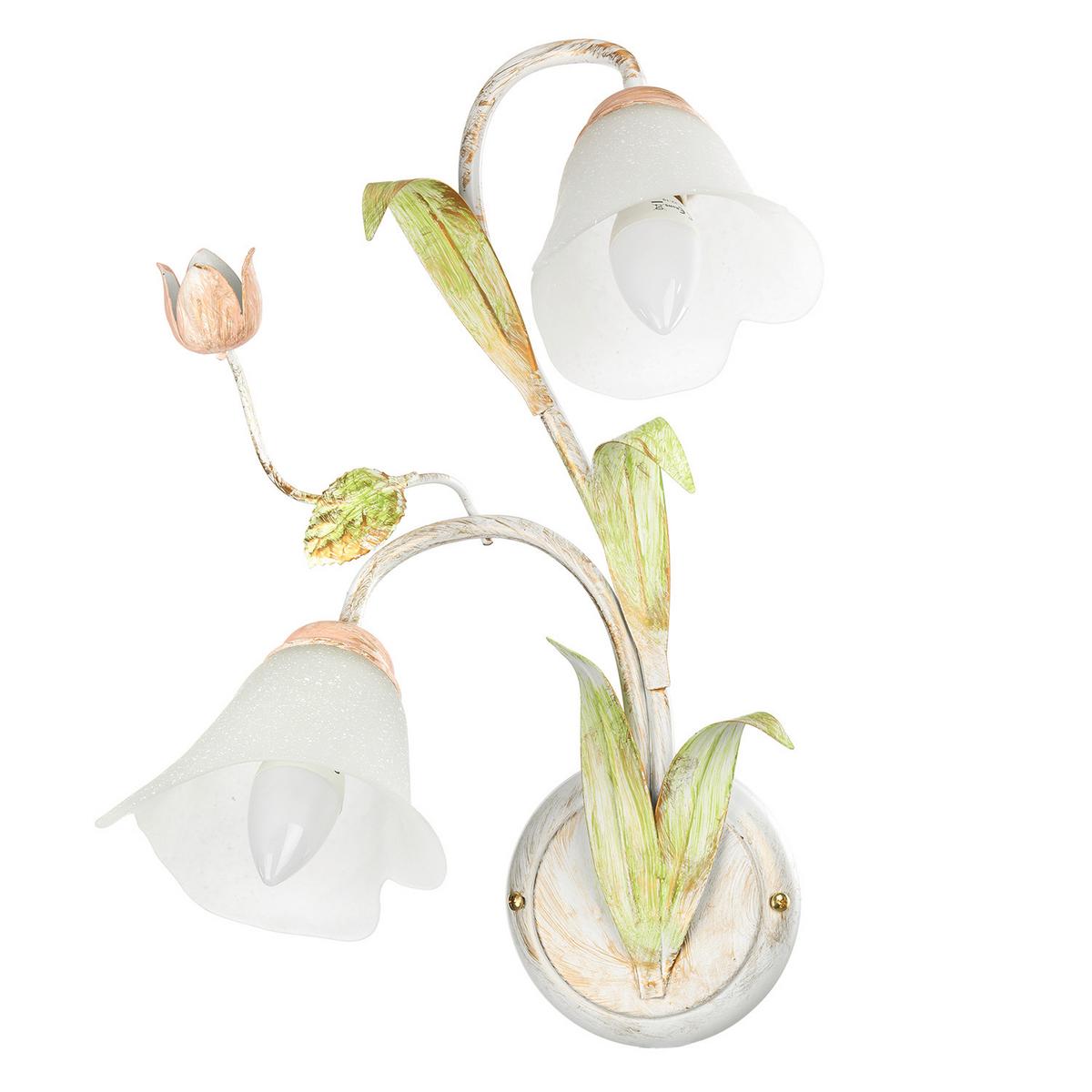 Wandleuchte Wilma Grün/Weiß/Pink max. 6 Watt - Pink/Weiß, KONVENTIONELL, Glas/Metall (32/18/40cm)