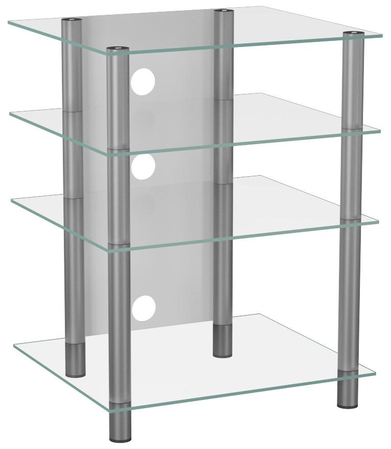 Mizica Za Hi-fi Naprave, Srebrna, 54 Cm - srebrne barve/prozorno, Konvencionalno, kovina/steklo (54/70/47cm) - MID.YOU