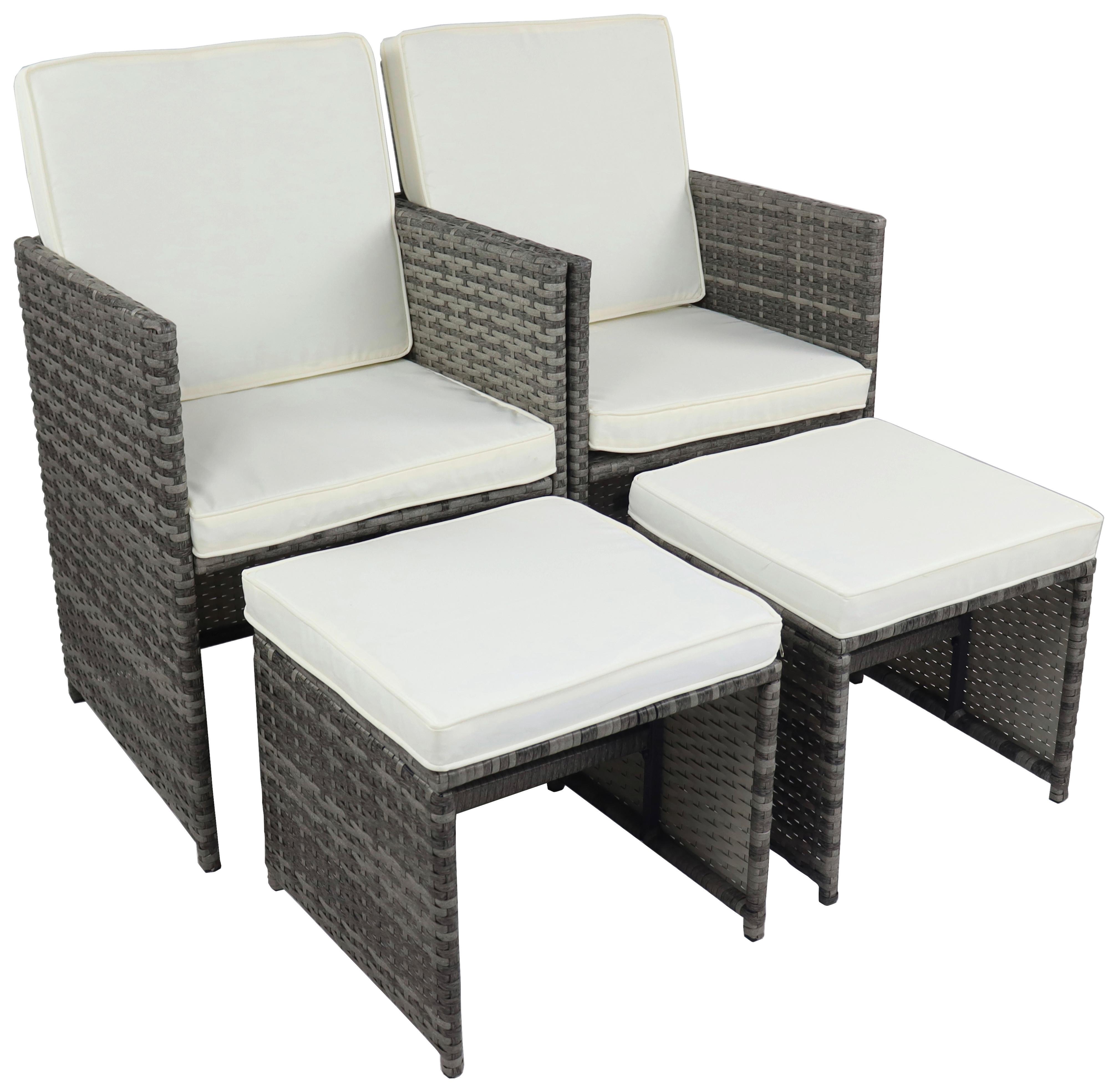 GARTENSESSEL-SET RALOSO - Weiss/Grau, Modern, Kunststoff/Textil (53/84/53cm) - Ambia Garden