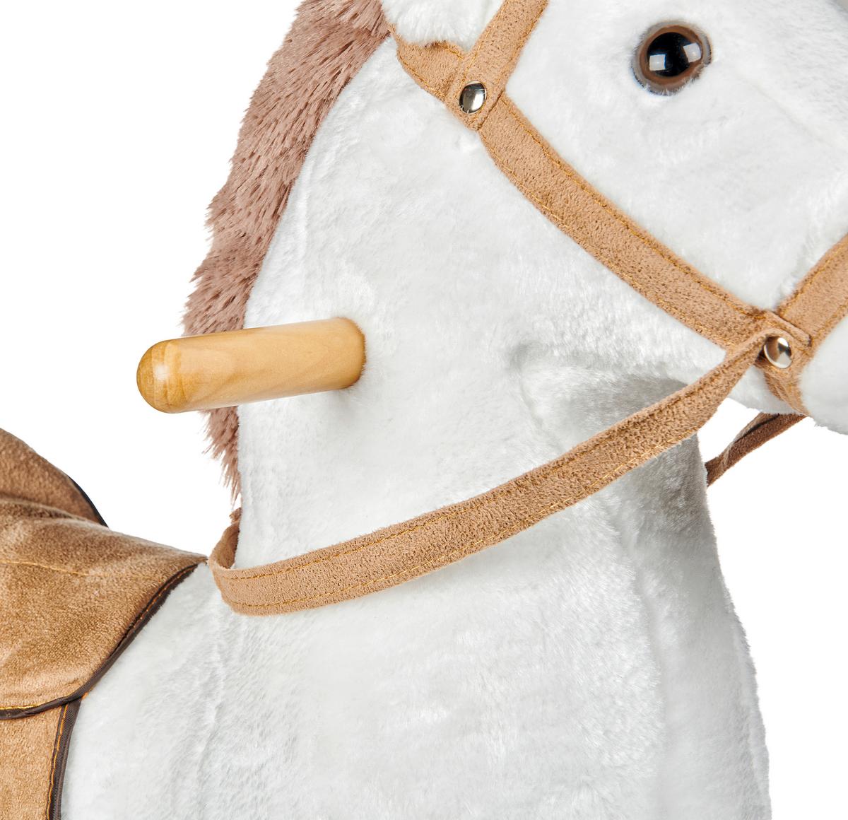 KONIK NA BIEGUNACH SNOWY - biały/jasnobrązowy, Basics, metal/drewno (74/30/64cm) - My Baby Lou