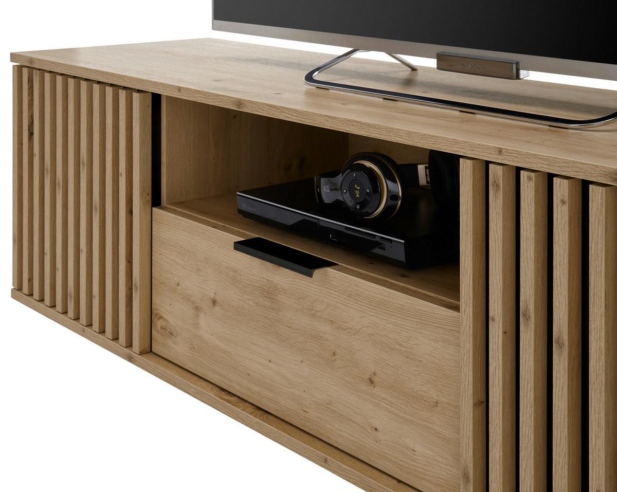 Nizka Omarica Chiara, Barva Hrasta - črna/hrast artisan, Design, kovina/leseni material (150/43/40cm) - Livetastic