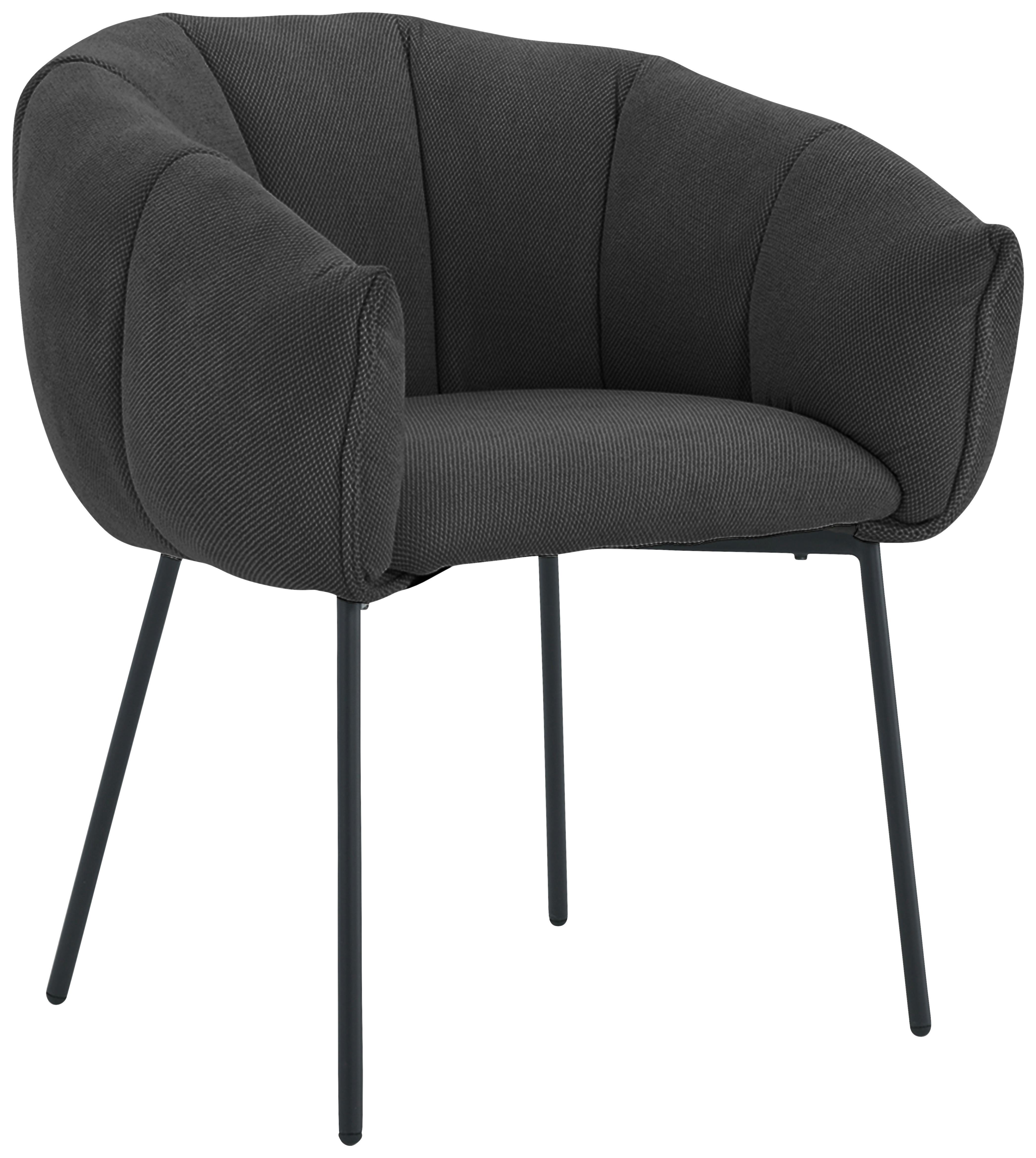 KRZESŁO Z PODŁOKIETNIKAMI LEJLA  -EXKLUSIV- - czarny, Design, metal/tkanina (66/78/72cm) - Carryhome