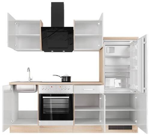 Kuhinjski Blok Valero - barve nerjavečega jekla/bela, Moderno, kovina/leseni material (220cm) - FlexWell