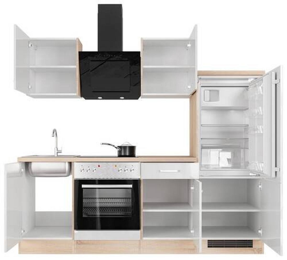 Kuhinjski Blok Valero - barve nerjavečega jekla/bela, Moderno, kovina/leseni material (220cm) - FlexWell