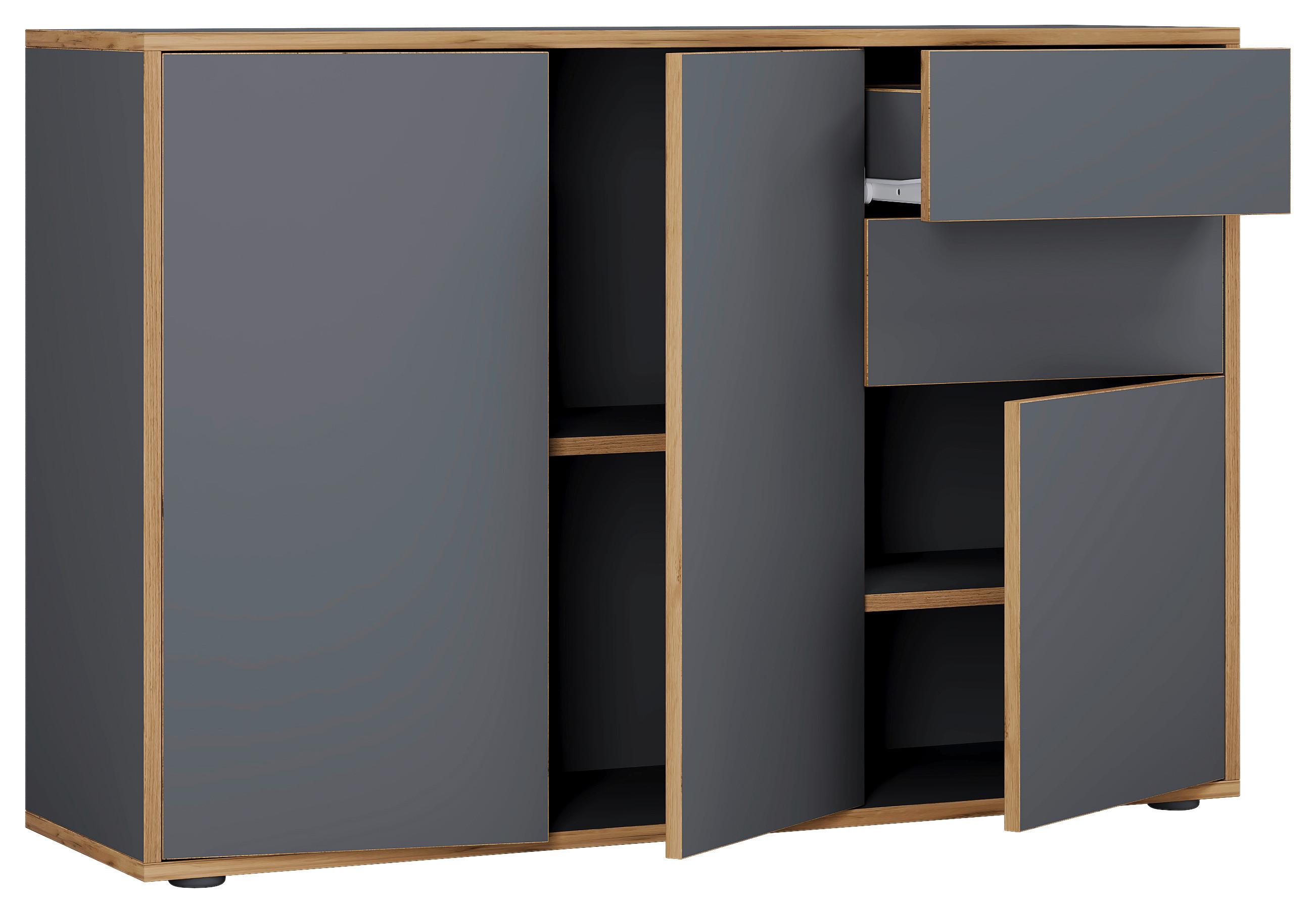 KOMMODE SALIA B110 - Honigeiche/Anthrazit, Design, Holzwerkstoff/Kunststoff (110/74/33cm) - MID.YOU