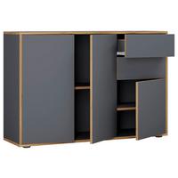 Komoda Salia B110, Antracit, Barva Hrasta - črna/medeni hrast, Design, umetna masa/leseni material (110/74/33cm) - MID.YOU