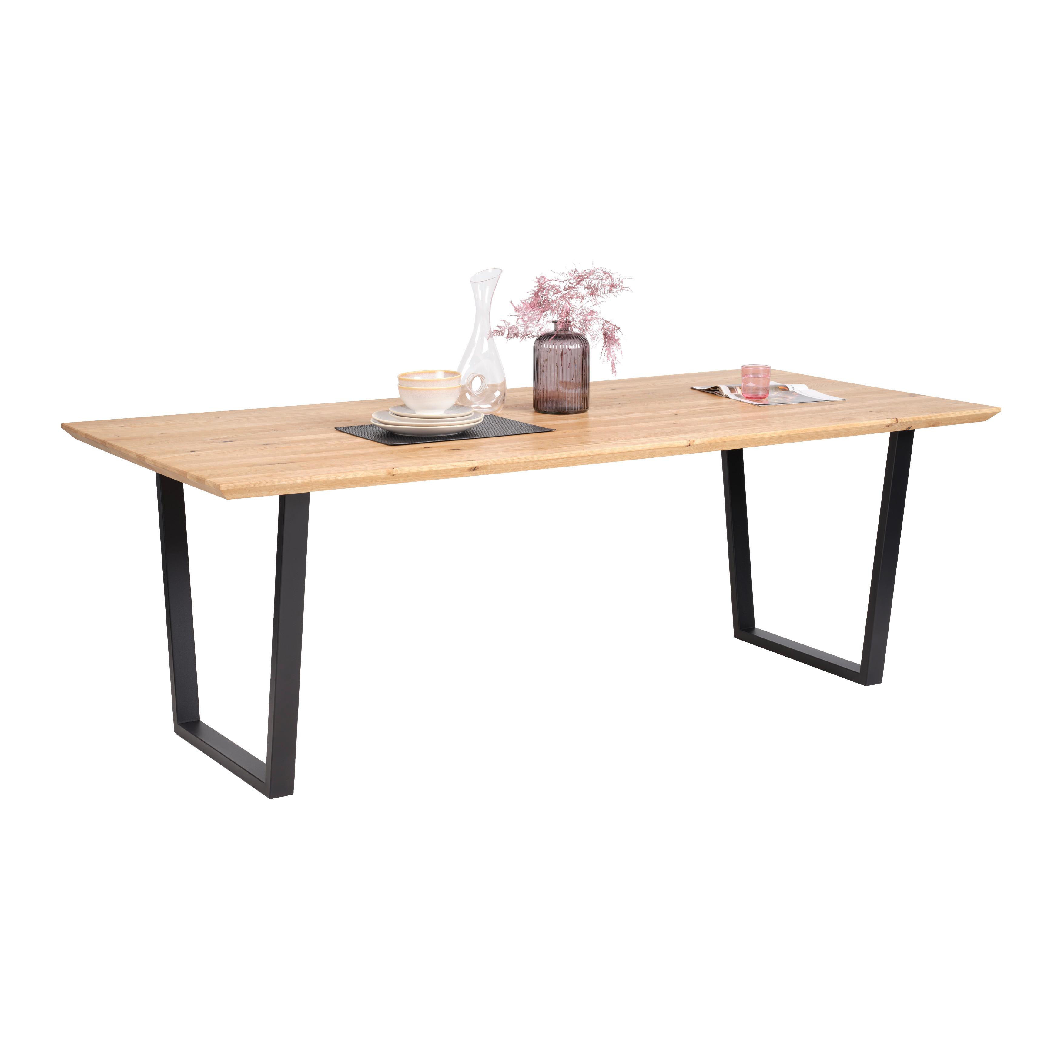 Esstisch Solid Giga-S Eichefarben - Eichefarben/Schwarz, Basics, Holz/Metall (200/100/75cm) - ecoTree