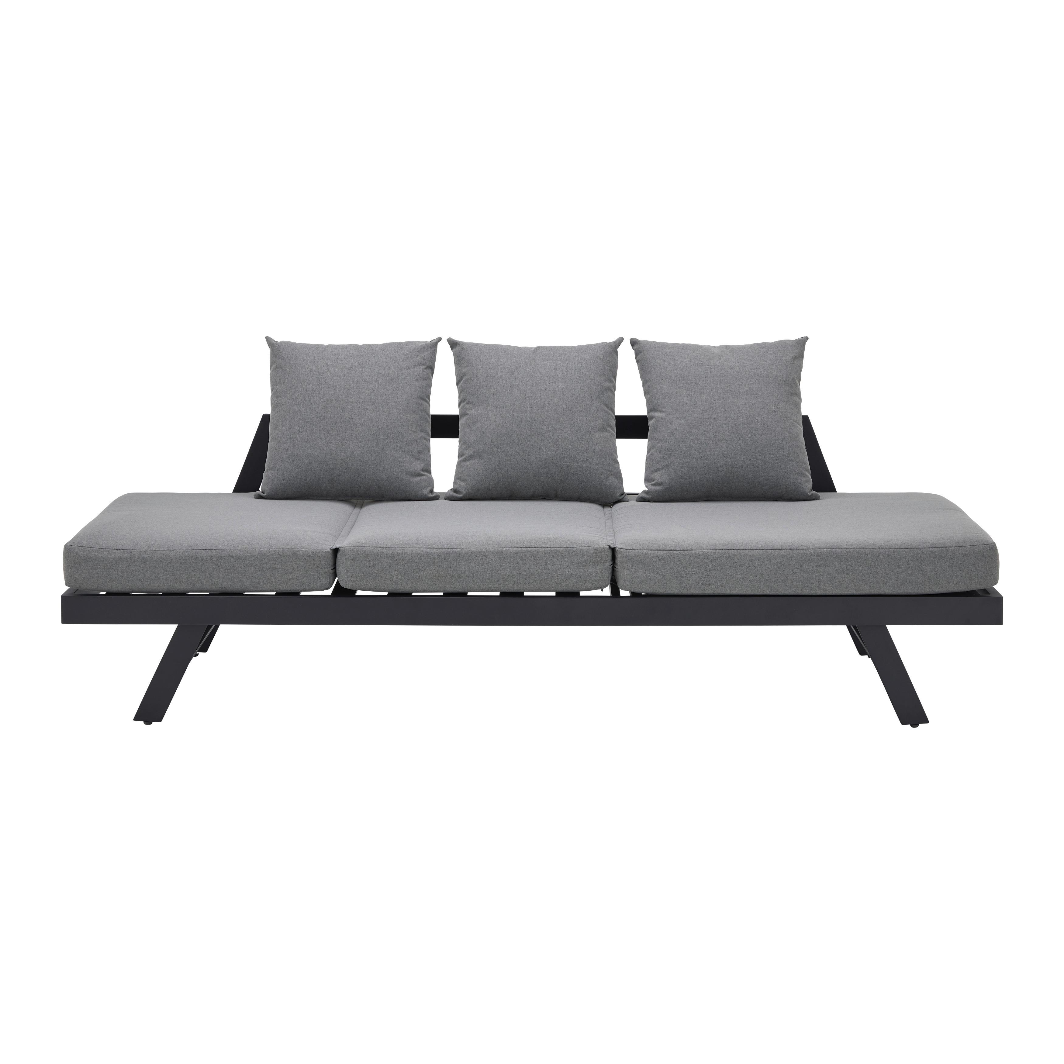 Relaxliege Ilva Blue Dunkelgrau aus Metall/Textil - Dunkelgrau/Schwarz, Modern, Textil/Metall (210/73/61cm) - Bessagi Garden