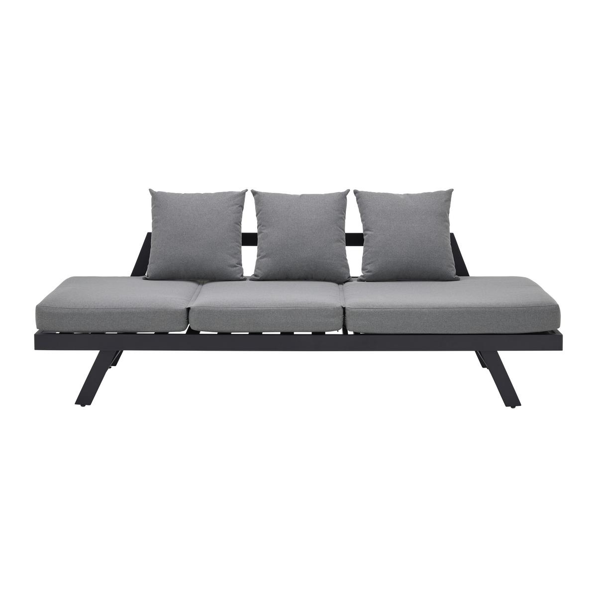 Relaxliege Ilva Blue Dunkelgrau aus Metall/Textil - Dunkelgrau/Schwarz, Modern, Textil/Metall (210/73/61cm) - Bessagi Garden