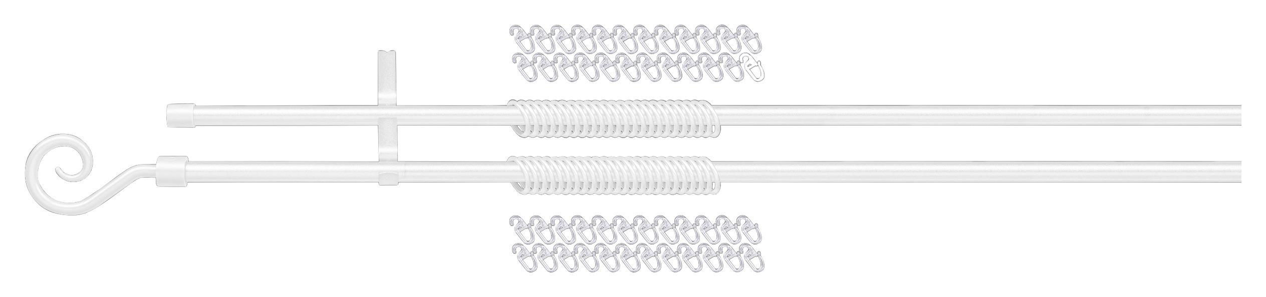 Set galerie perdea BLACK NIGHT DOPPELLAUF - alb, plastic (130-240cm) - Modern Living