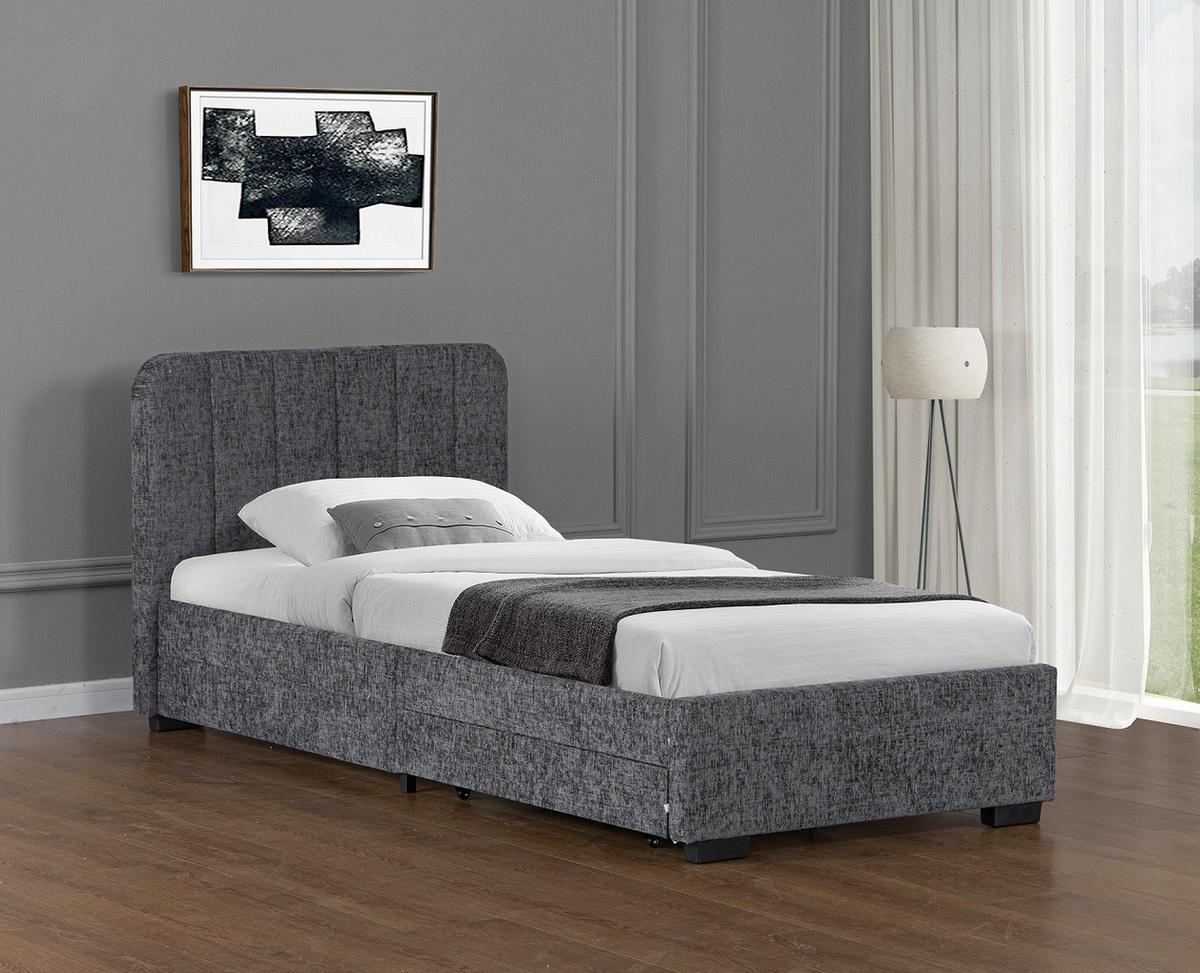Ágykeret Ágyráccsal Box Space Eco - szürke, Konventionell, faalapú anyag/textil (90/200cm)