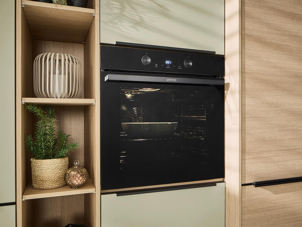 Einbauküche IP3150/2200 ohne Geräte, Salbeigrün/Eiche - Eichefarben/Salbeigrün, MODERN, Holzwerkstoff (350/284cm) - Impuls