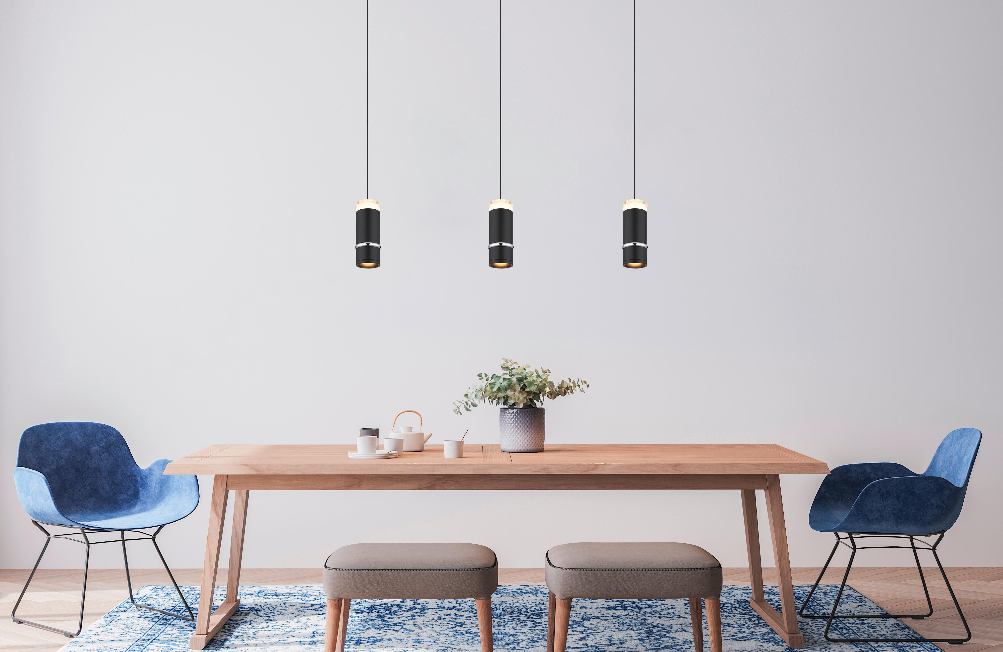 LED-HÄNGELEUCHTE 15699-3 ALVARADO - Schwarz, Design, Kunststoff/Metall (73/6,5/180cm) - Globo