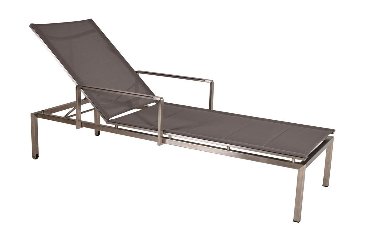 Gartenliege Sienna ca. 200x66 cm - Taupe/Grau, Basics, Kunststoff/Metall (66/105/200cm) - Gardenson