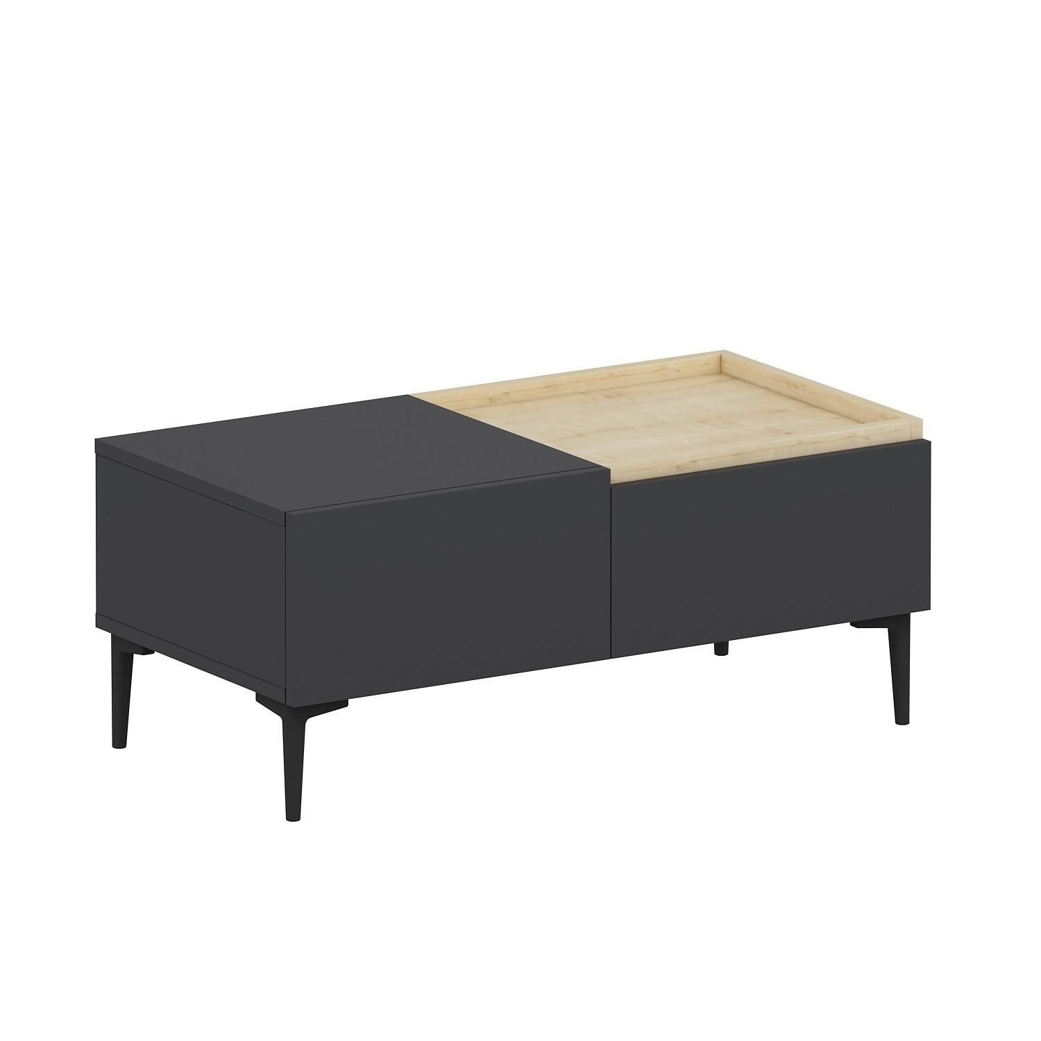 COUCHTISCH MIA COUCHTISCH - Eichefarben/Anthrazit, Design, Holzwerkstoff/Metall (92/45/39cm) - Livetastic
