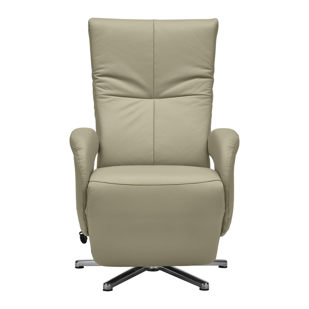 Relaxsessel Sitting 2 Grau - Chromfarben/Grau, MODERN, Leder (70/111/80cm) - Premium Living
