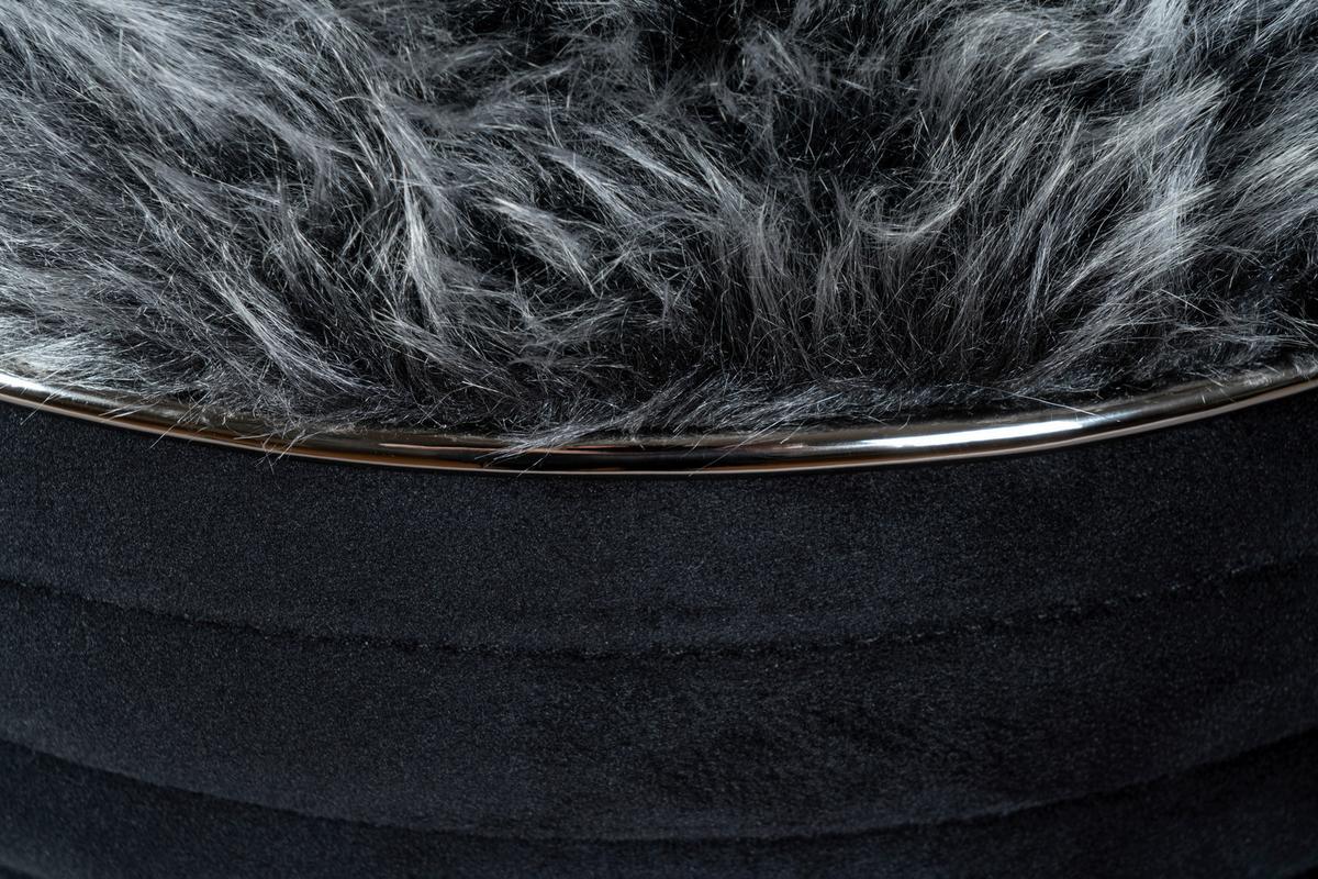 HOCKER DORIC 325 - Graphitfarben/Schwarz, Design, Textil (42/50cm) - Kayoom