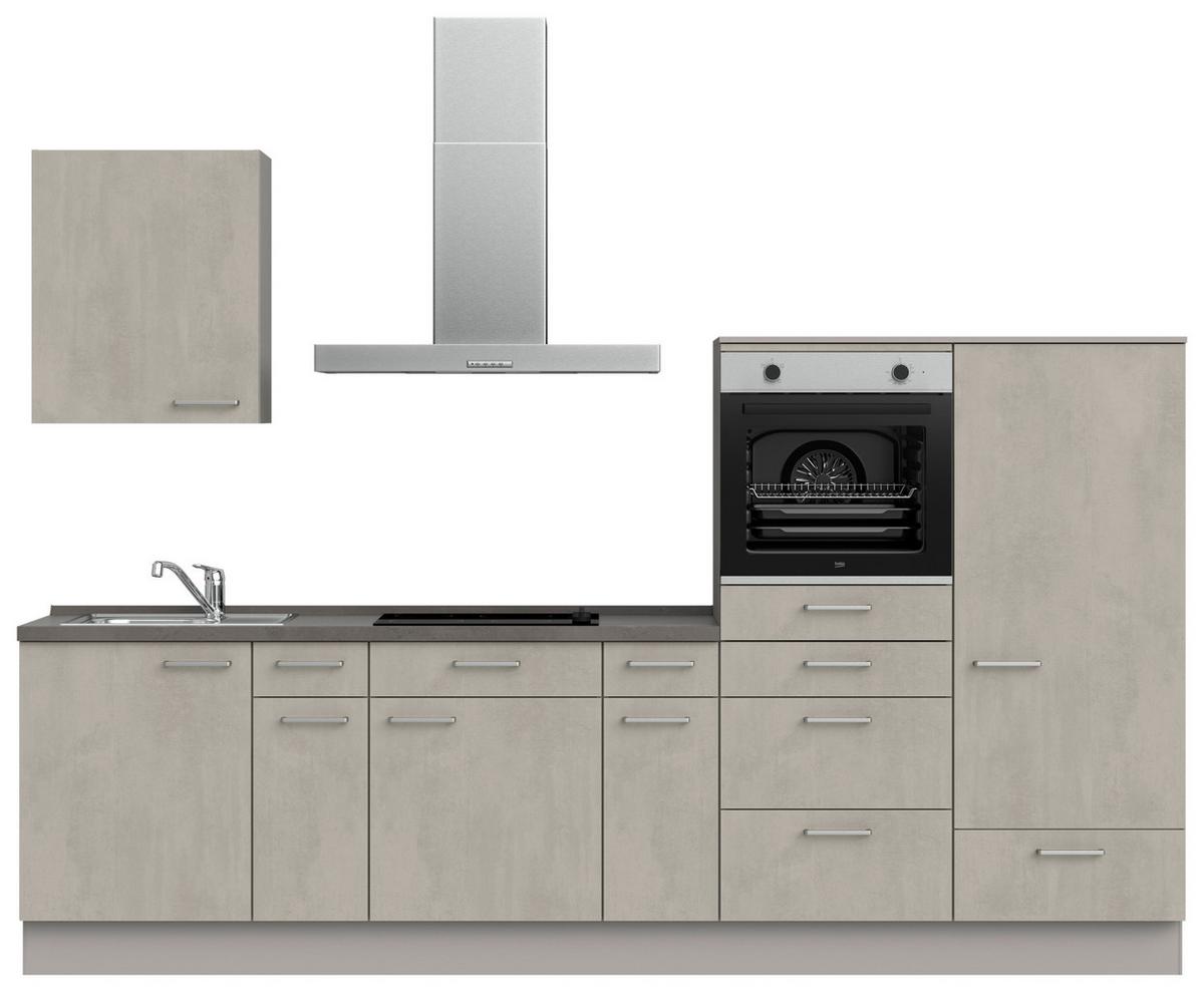 Küchenblock Riva Low m. Geräten Grau - Schieferfarben/Edelstahlfarben, MODERN, Holzwerkstoff/Metall (300cm) - Nobilia