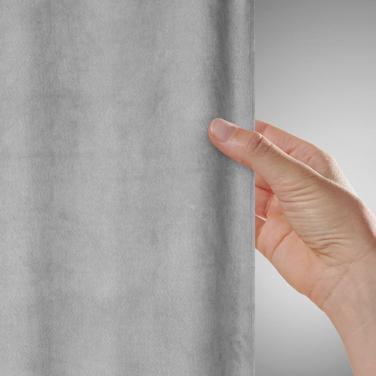 Ösenvorhang Velours in Grau ca. 140x245cm - Grau, KONVENTIONELL, Textil (140/245cm) - Modern Living