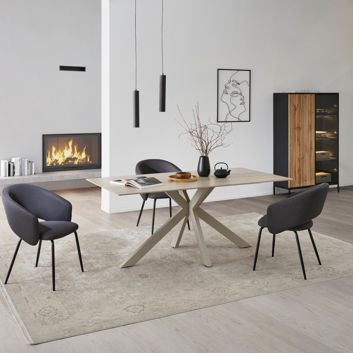 Jedilna Miza Logan, Bež, 180x90 - bež, Konvencionalno, kovina/keramika (180/90/76cm) - MID.YOU