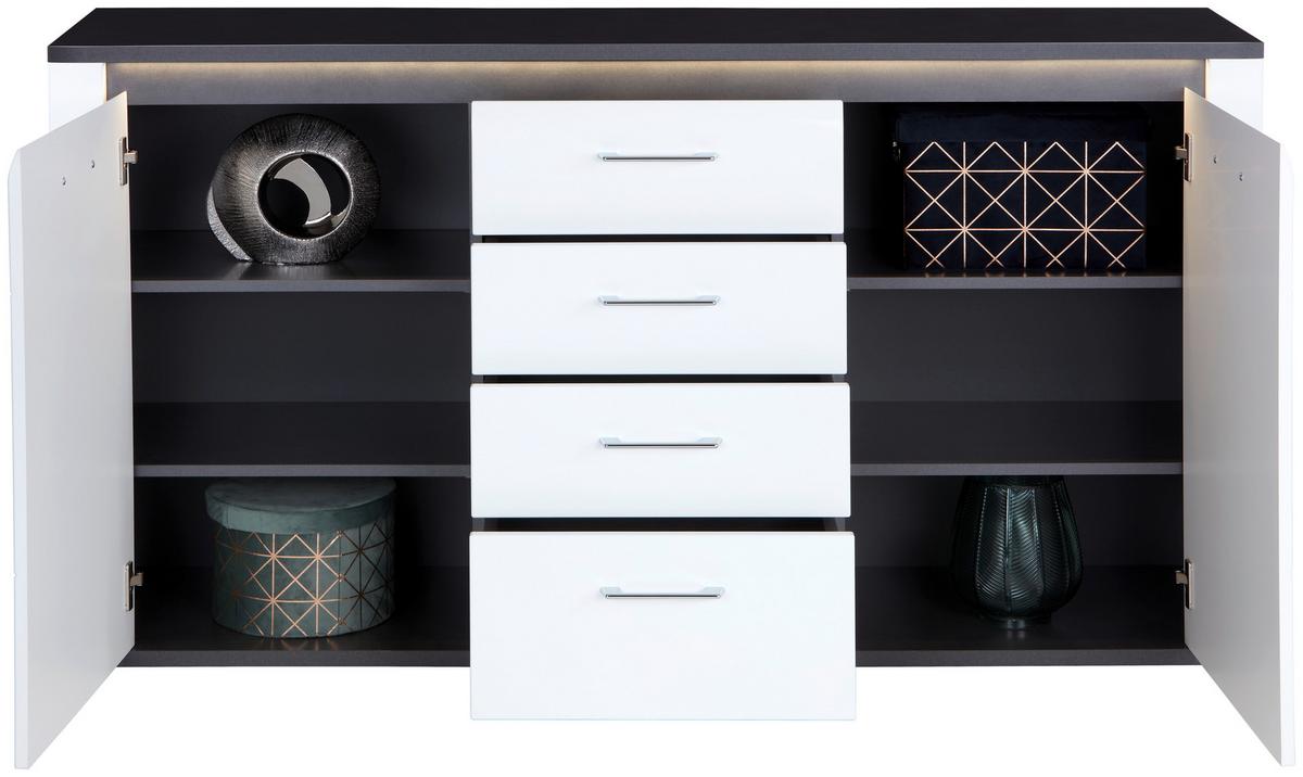 Komoda Alassio Alsk09 - bijela/boje grafita, Moderno, drvni materijal/plastika (156,3/86,2/40,5cm) - Modern Living