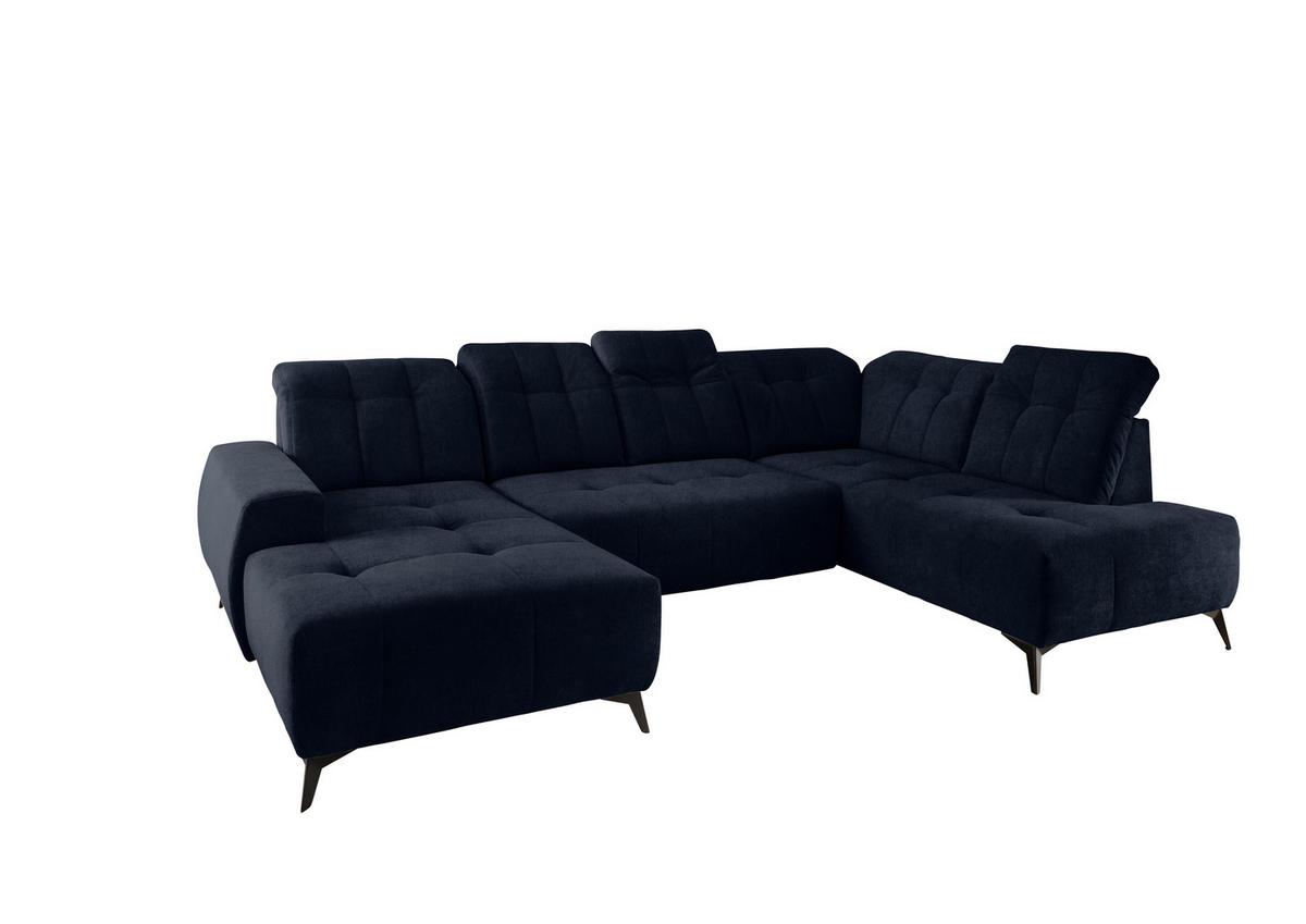 WOHNLANDSCHAFT SANO - Schwarz/Dunkelblau, MODERN, Textil/Metall (180/337/200cm) - Livetastic
