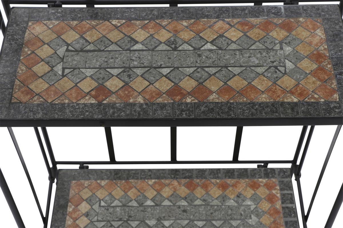 GARTENREGAL 380823 - Multicolor/Schwarz, MODERN, Keramik/Metall (62/142/29cm) - Siena Garden