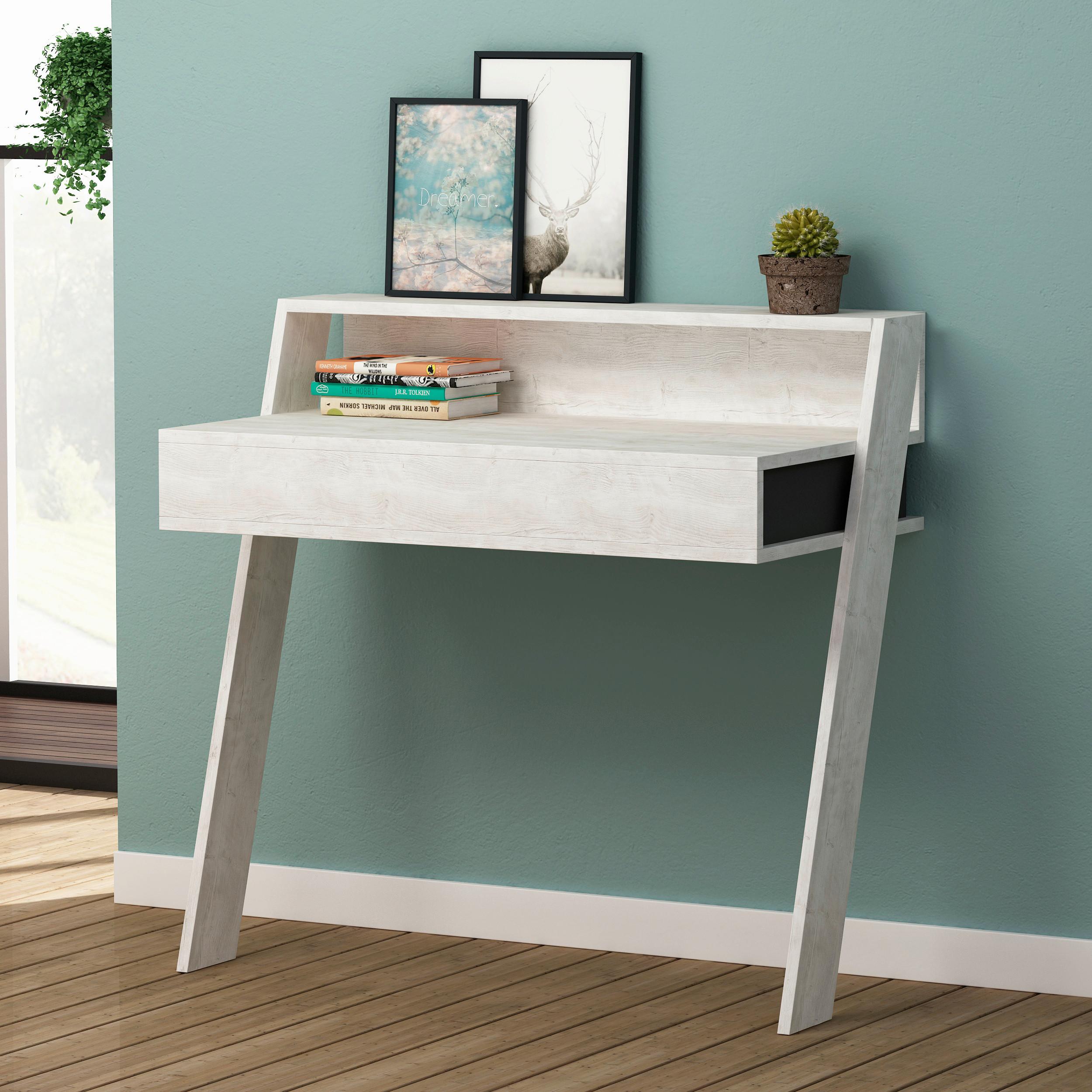SCHREIBTISCH COWORK WORKING TABLE - Weiss/Anthrazit, Design, Holzwerkstoff (94/50/91cm) - Livetastic