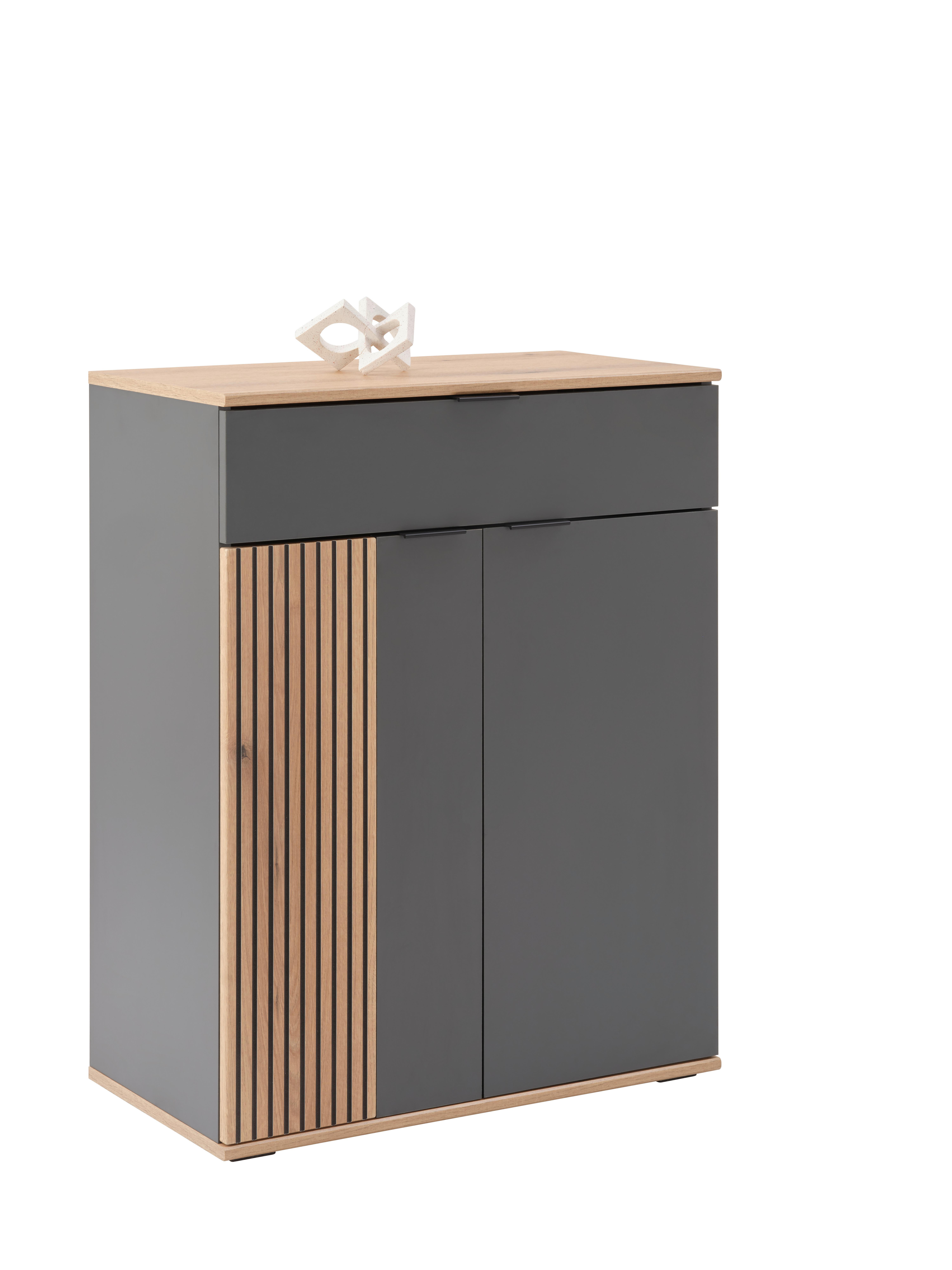Comodă CLEVER - culoare lemn stejar/antracit, Modern, material pe bază de lemn (70/92/38cm) - Modern Living