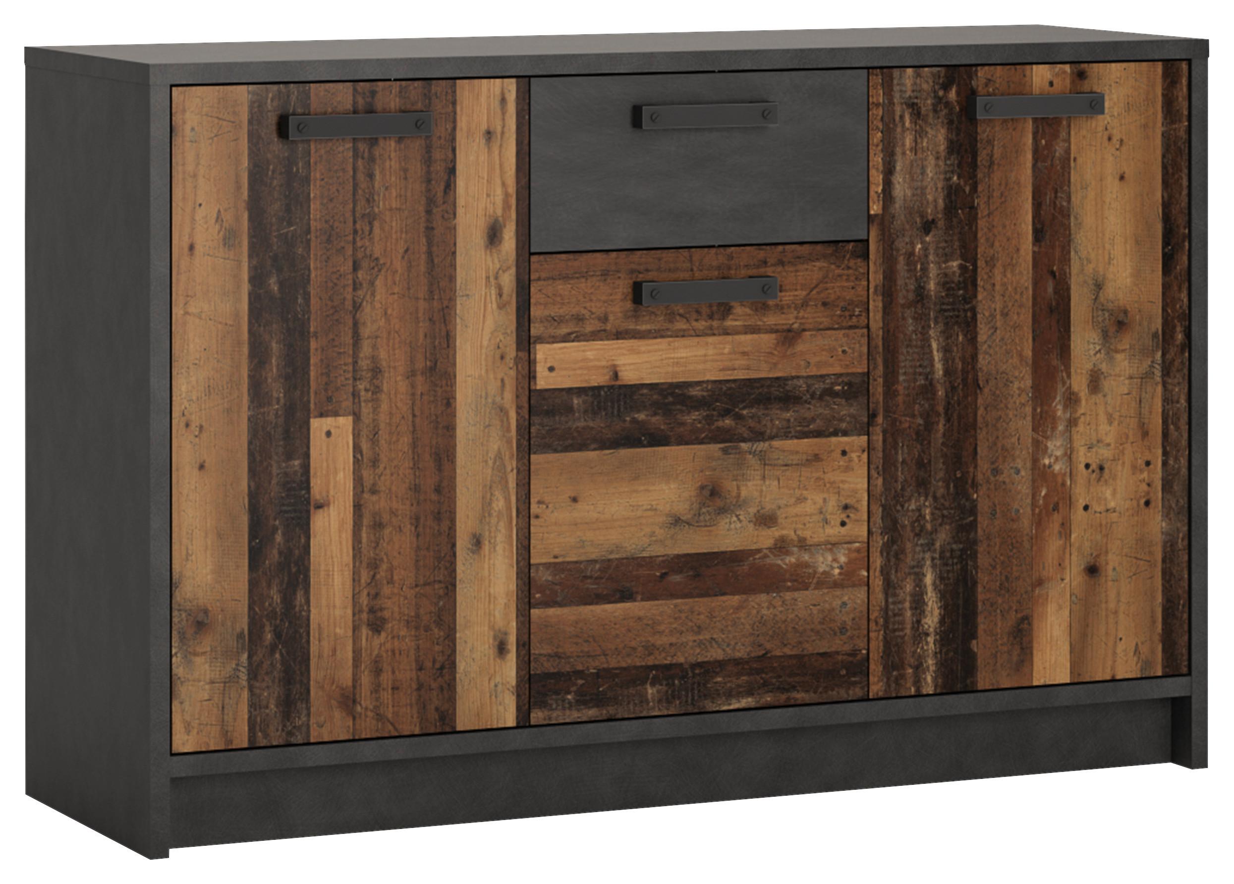 Komoda Nubi - tamno siva/boje starog hrasta, Moderno, drvni materijal/plastika (128/84/42cm) - Modern Living