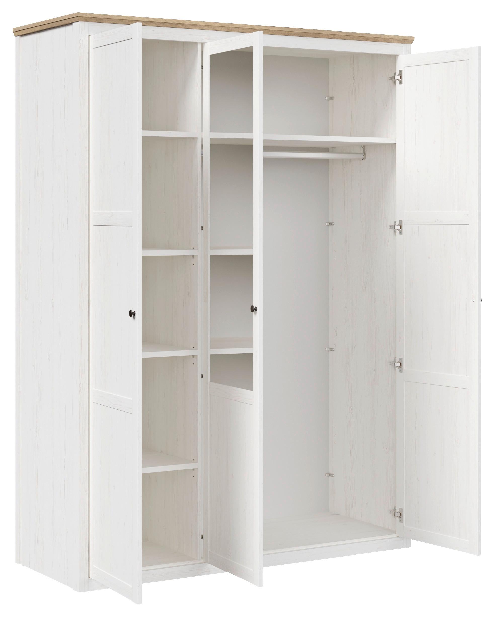 GARDEROB MED GÅNGJÄRNSDÖRRAR KORSIKA -EXKLUSIV- - svart/ekfärgad, Romantik / Lanthus, metall/trämaterial (159,3/219,7/62cm) - Mömax