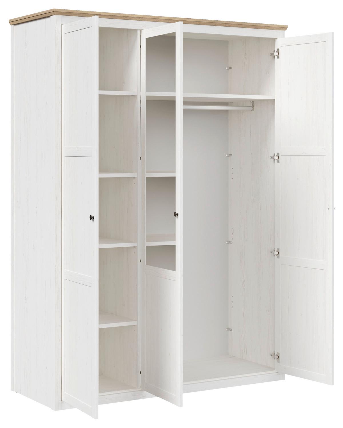 Drehtürenschrank Korsika Eiche-/Pinienfarben - Eichefarben/Schwarz, ROMANTIK / LANDHAUS, Holzwerkstoff/Metall (159,3/219,7/62cm) - Mömax