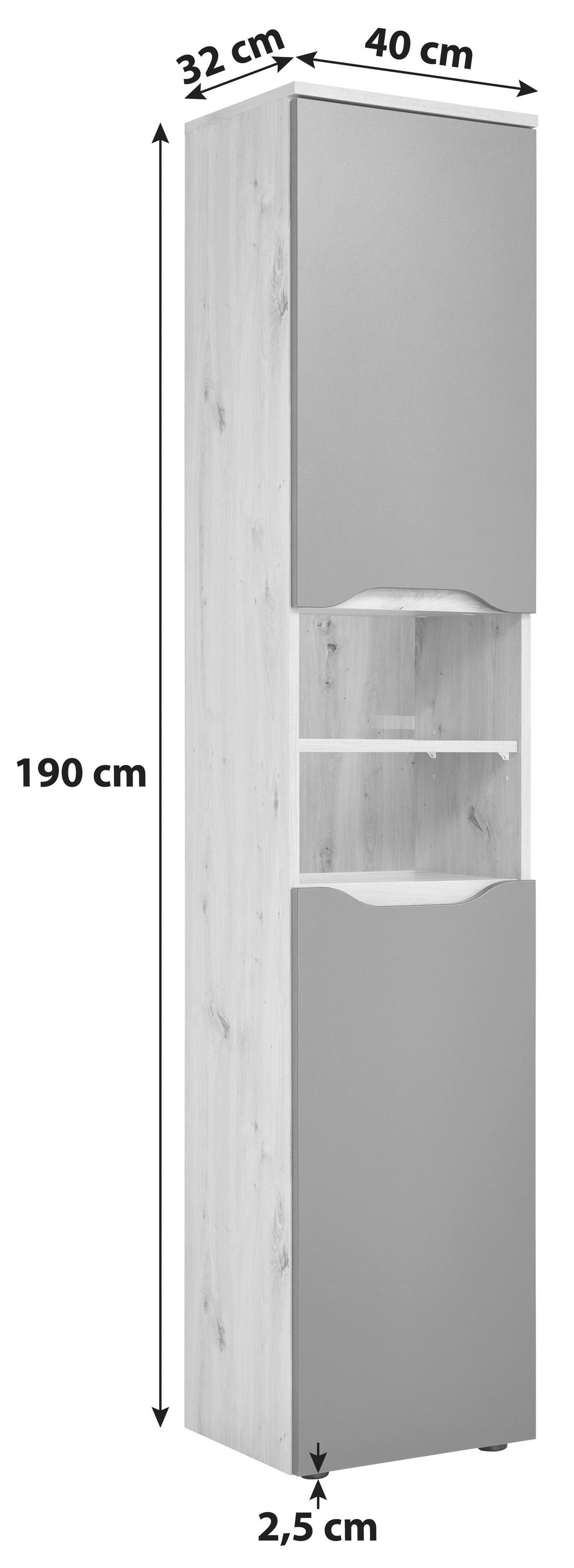 Dulap înalt Giga - stejar Artisan/antracit, Modern, material pe bază de lemn (40/190/32cm)
